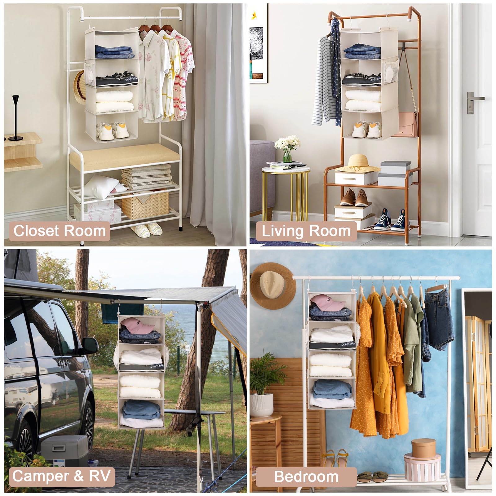 4 Tier Shelf Hanging Closet Organizer (4 Count)