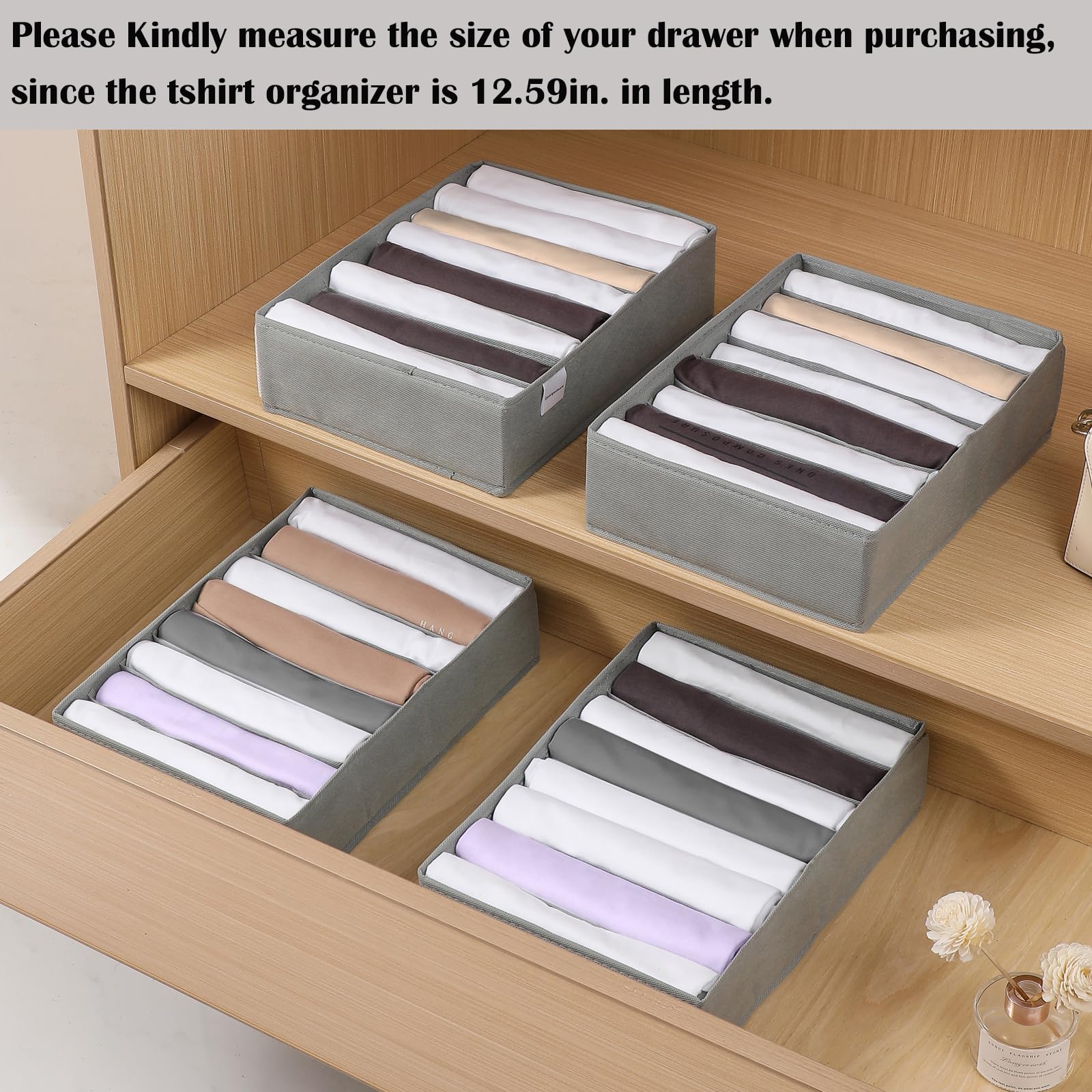4 Packs T shirt Drawer Organizers for Clothing (4 Count)