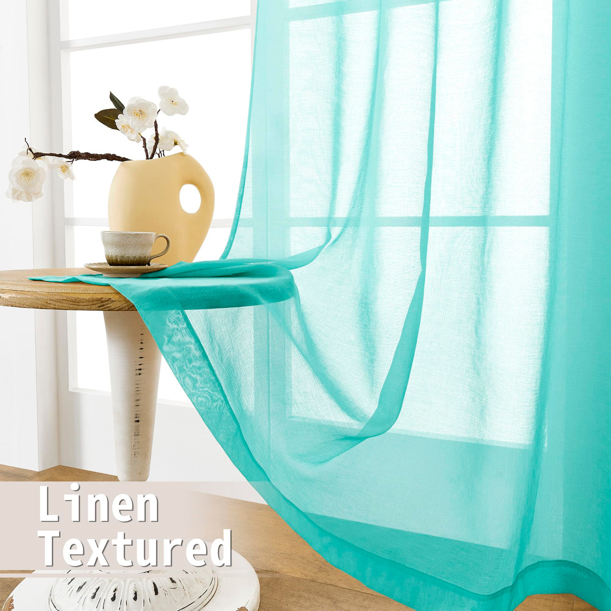 Sheer Door Curtains Closet Linen Textured Curtains Sheer Doorway Light Filtering Voile French Doors Rod Pocket Curtain Patio Glass Door