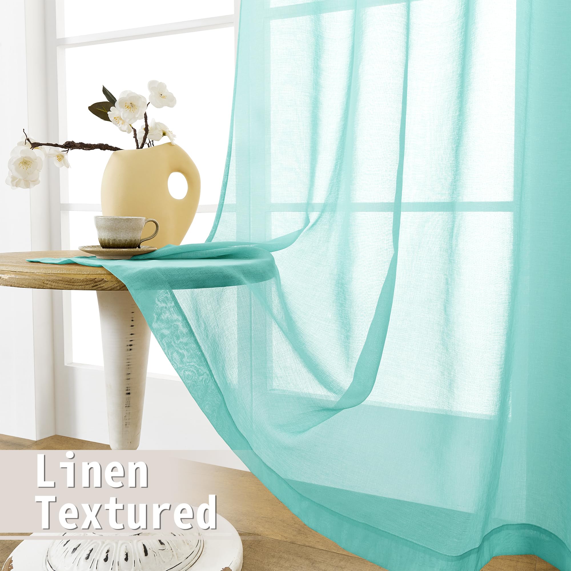 Short Sheer Door Curtains Closet Linen Textured Curtains Sheer Doorway Light Filtering Voile Patio Glass Door Rod Pocket Curtain French Doors