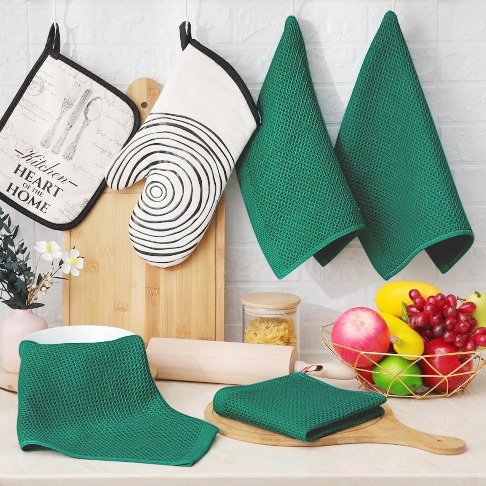 100% Cotton Waffle Weave Kitchen Dish Cloths 8 (8 Count)