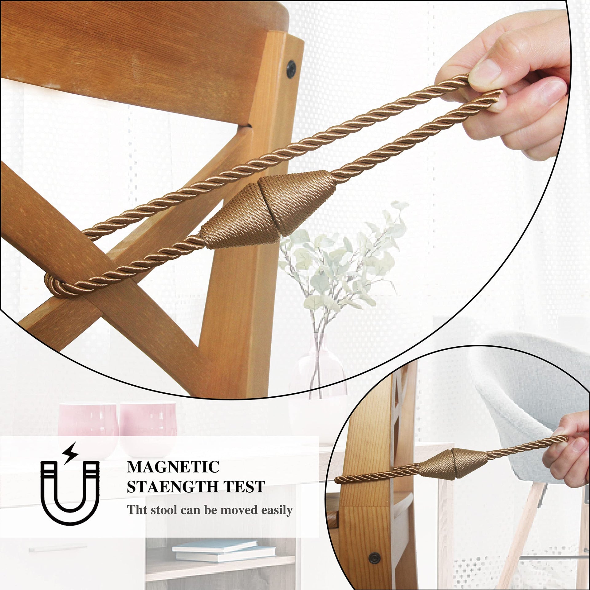 Magnetic Curtain Tiebacks Rope Decorative Holdbacks for Drapes Nieffeiy
