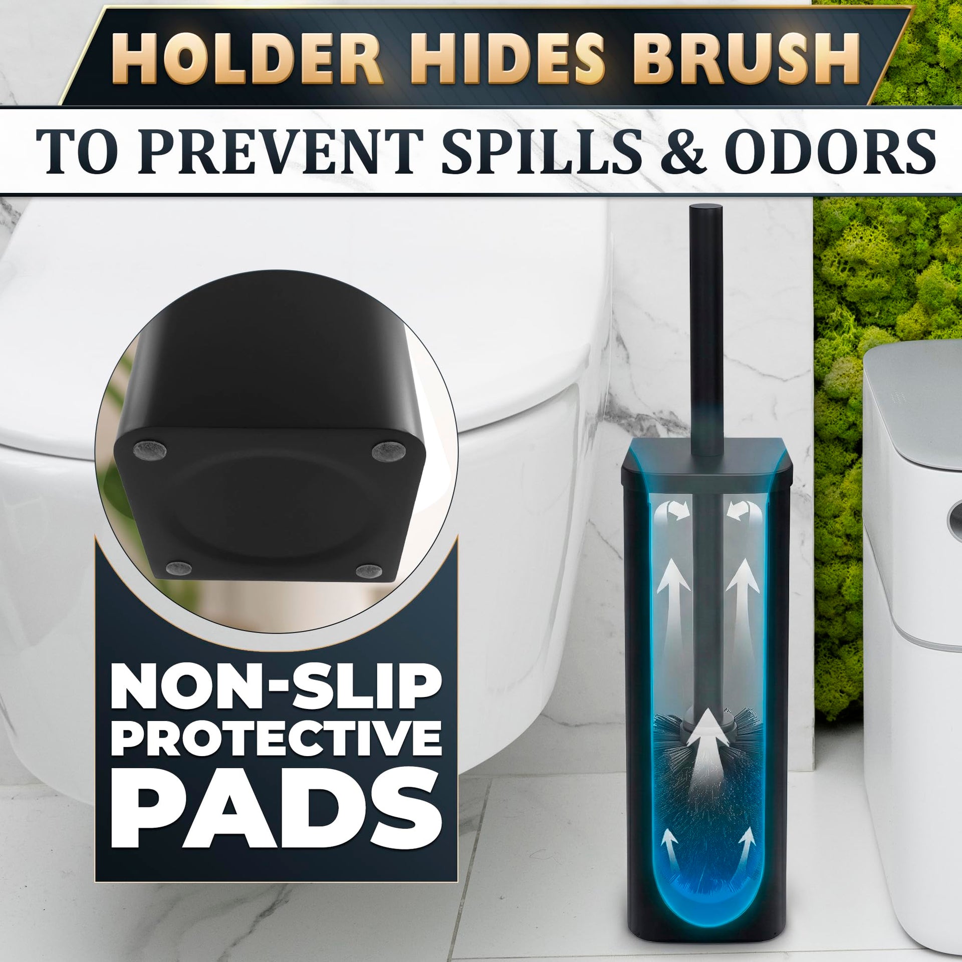 Black Toilet Brush and Holder Set
