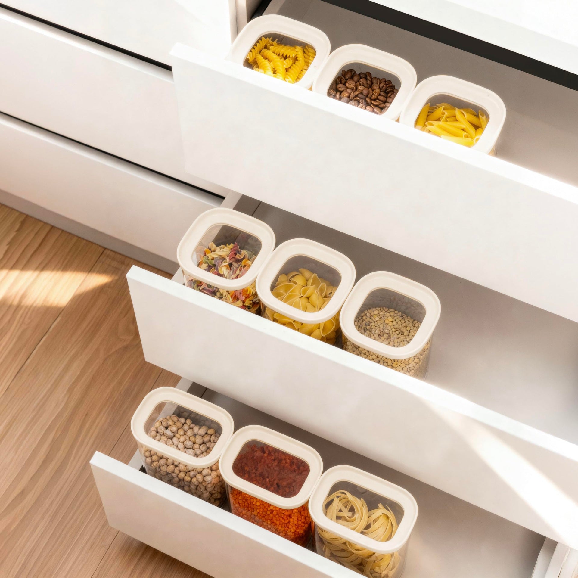 Glass Food Storage Jar with Glass Lid in Square Shape (6 Count)