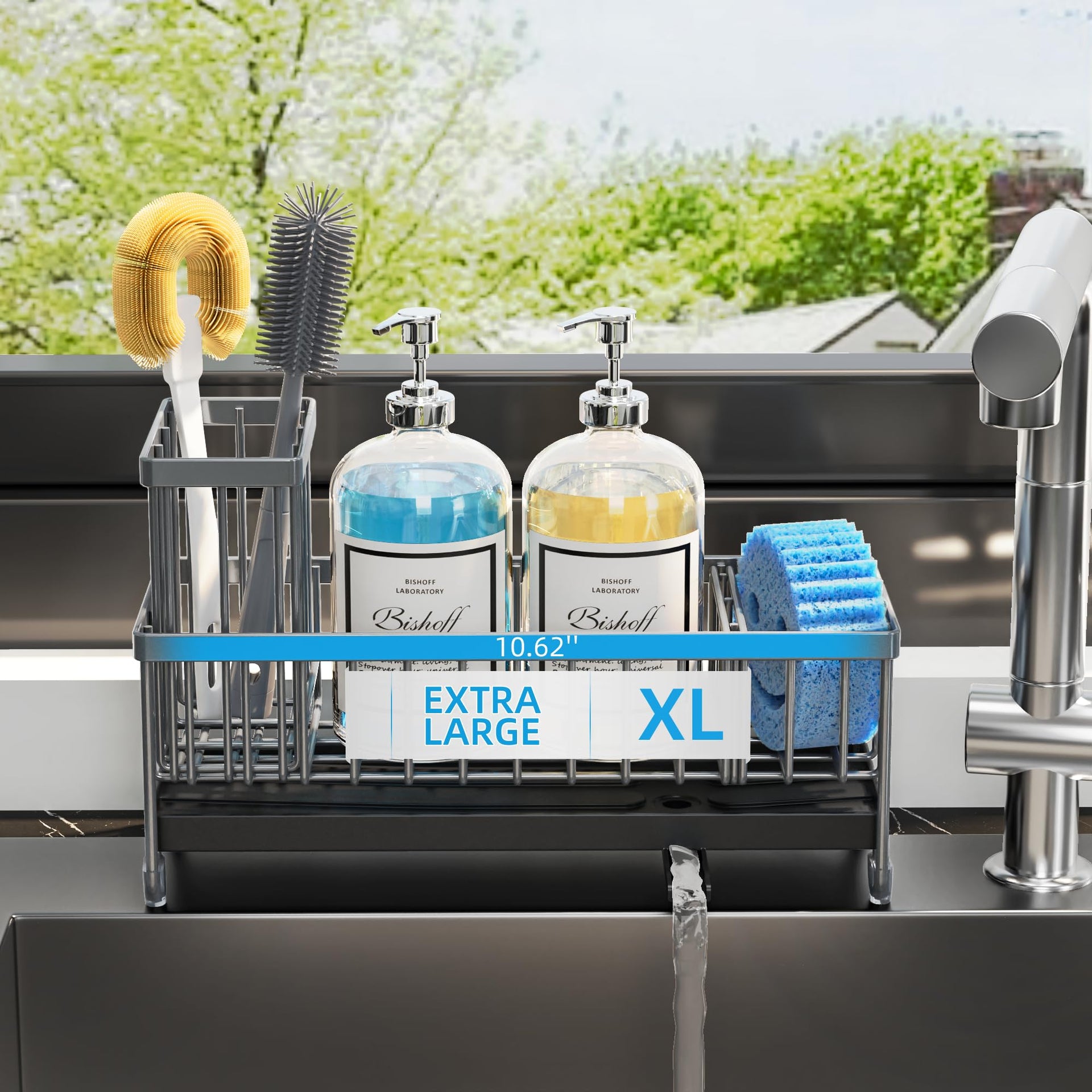 Extra Large Sponge Holder for Kitchen Sink Organizer Caddy