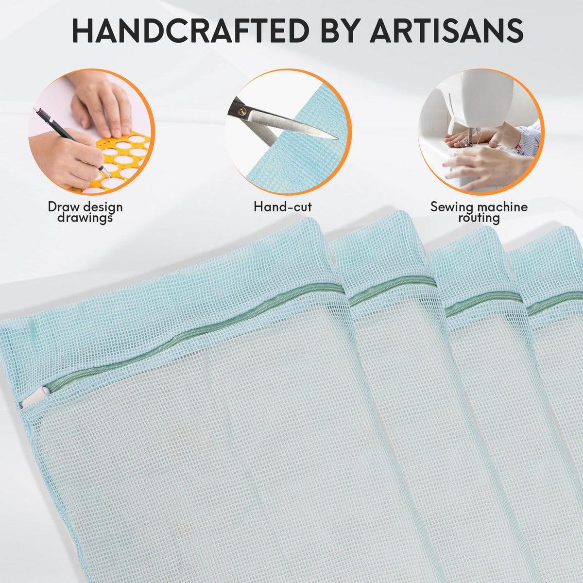 4 Piece Blue Medium Durable Organic Cotton Mesh Laundry Bags with Sturdy Zippers and Breathable Mesh are Delicate Laundry Bags for Underwear