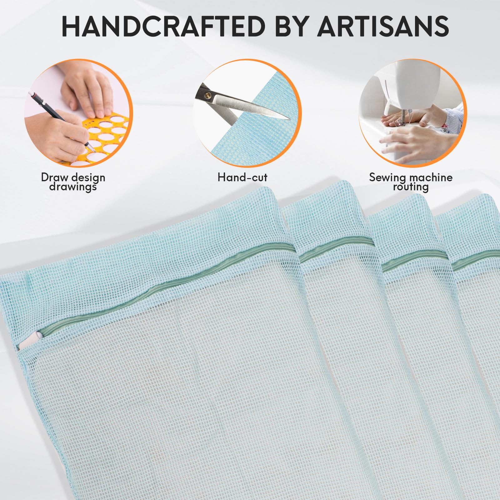 4 Piece Blue Medium Durable Organic Cotton Mesh Laundry Bags with Sturdy Zippers and Breathable Mesh are Delicate Laundry Bags for Underwear