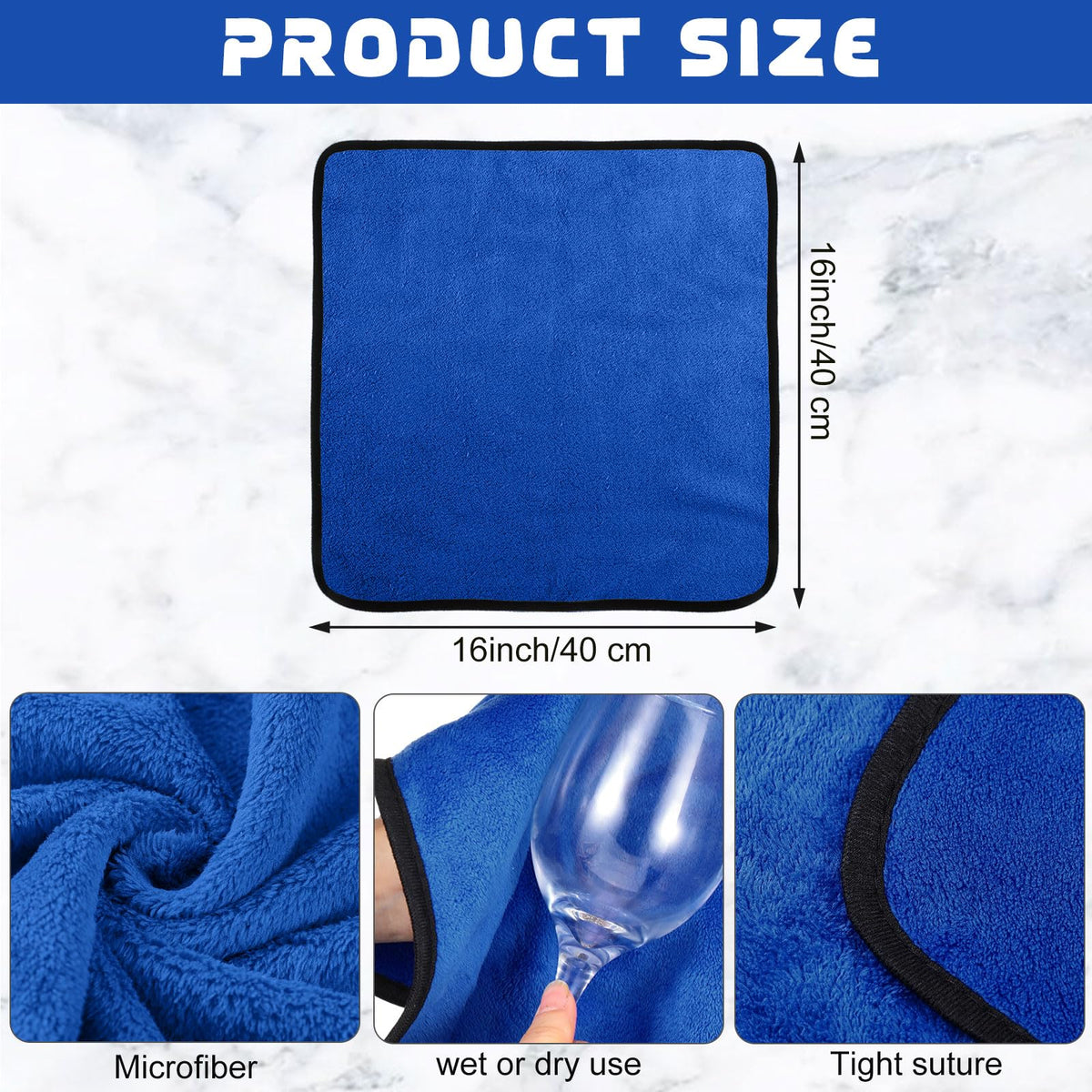 40 Pcs Blue Microfiber Towels (30 Count)