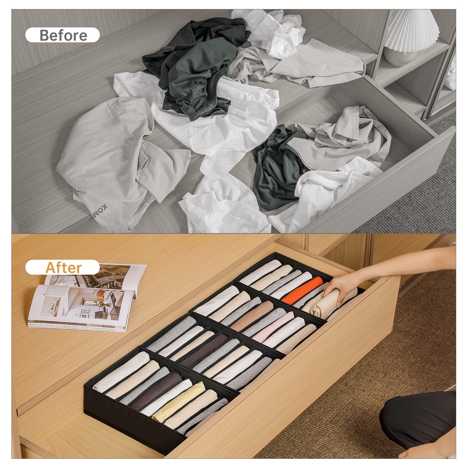 4 Packs T shirt Drawer Organizers for Clothing (4 Count)