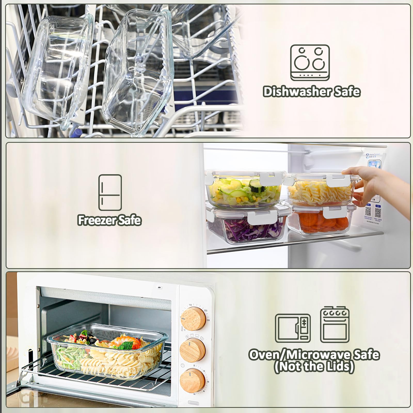 80 oz & 36 oz Extra Large Glass Food Storage Containers with Lids (4 Count)