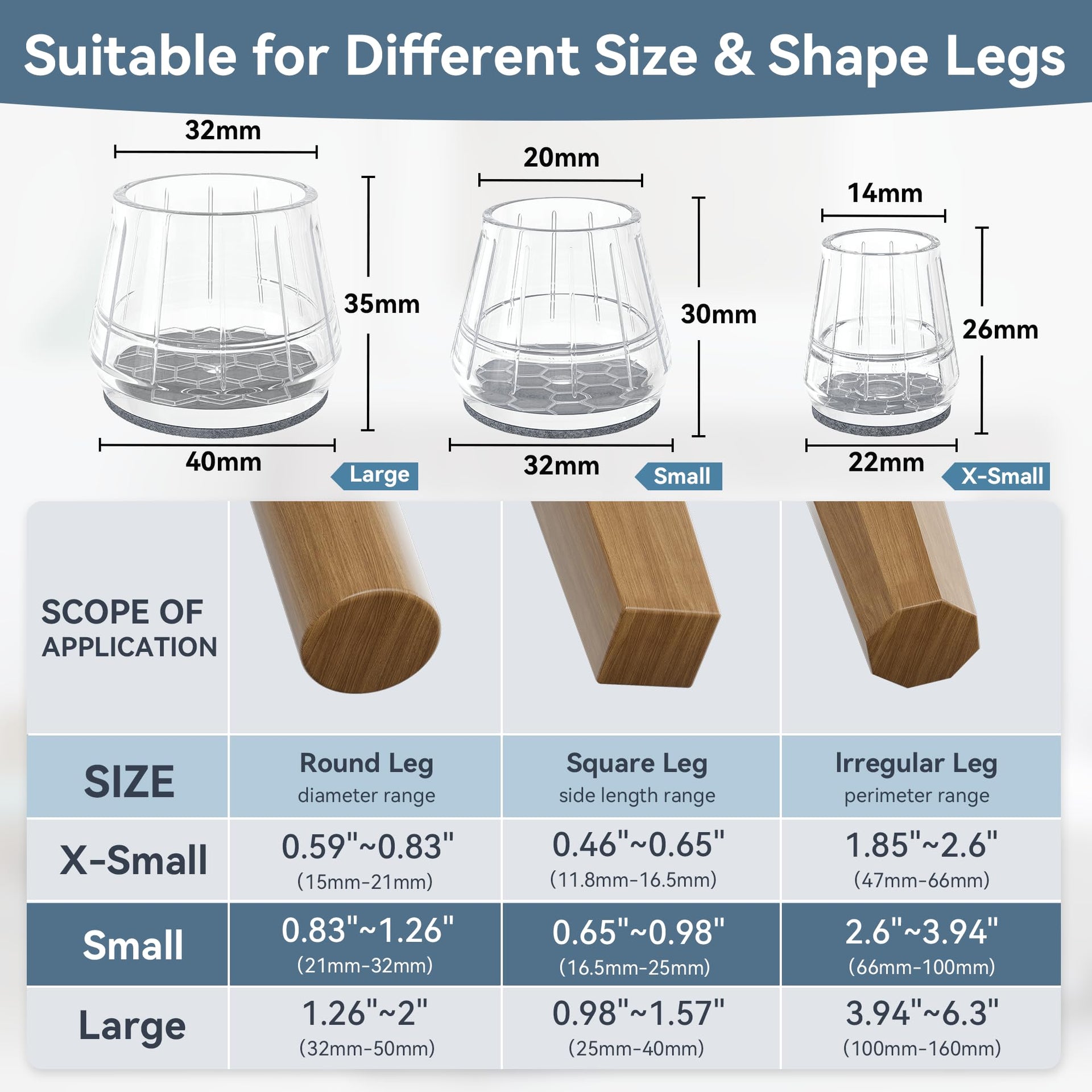 24PCS Silicone Chair Leg Floor Protectors for Hardwood Floors (24 Count)