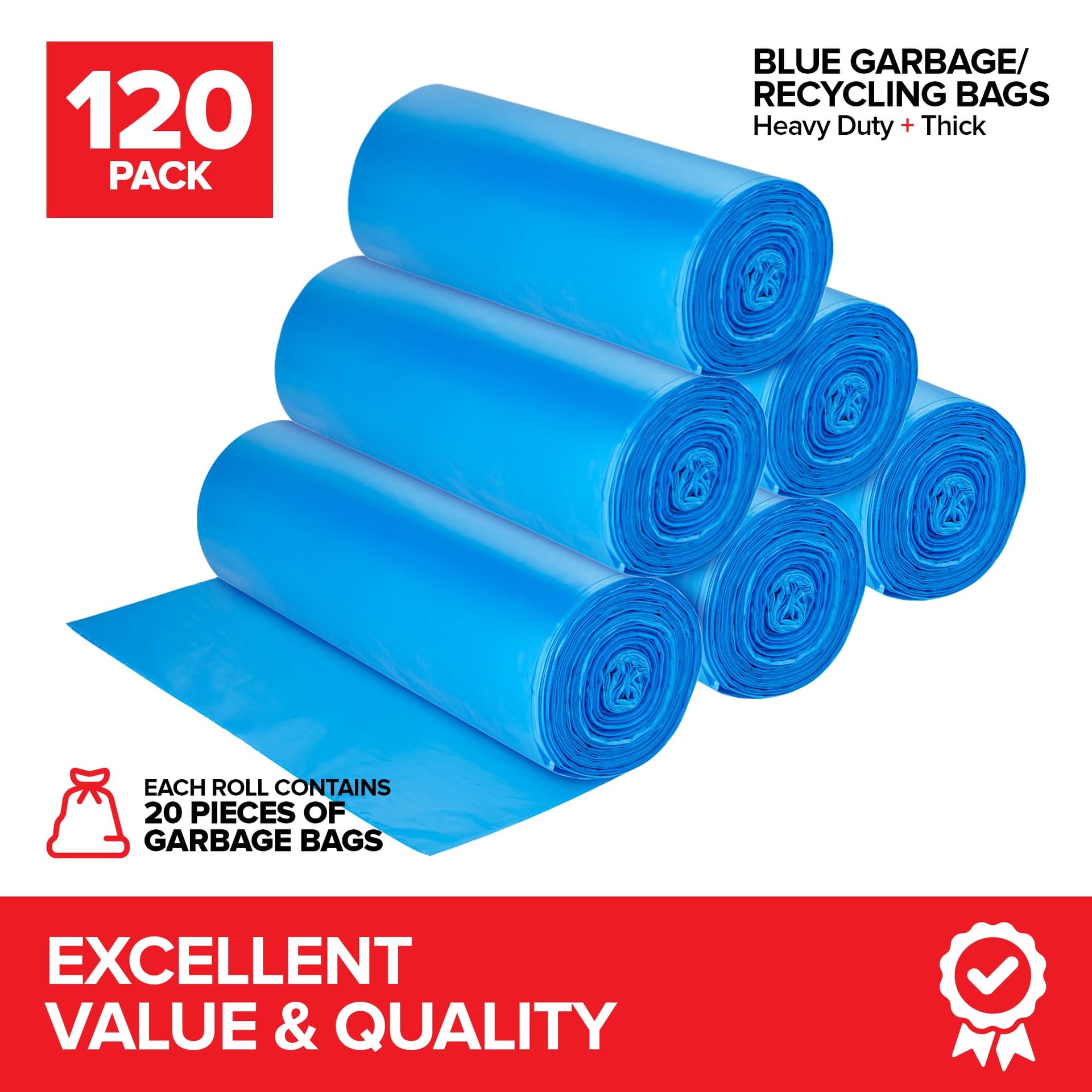 Heavy Duty Blue Recycling Bags (120 Count)