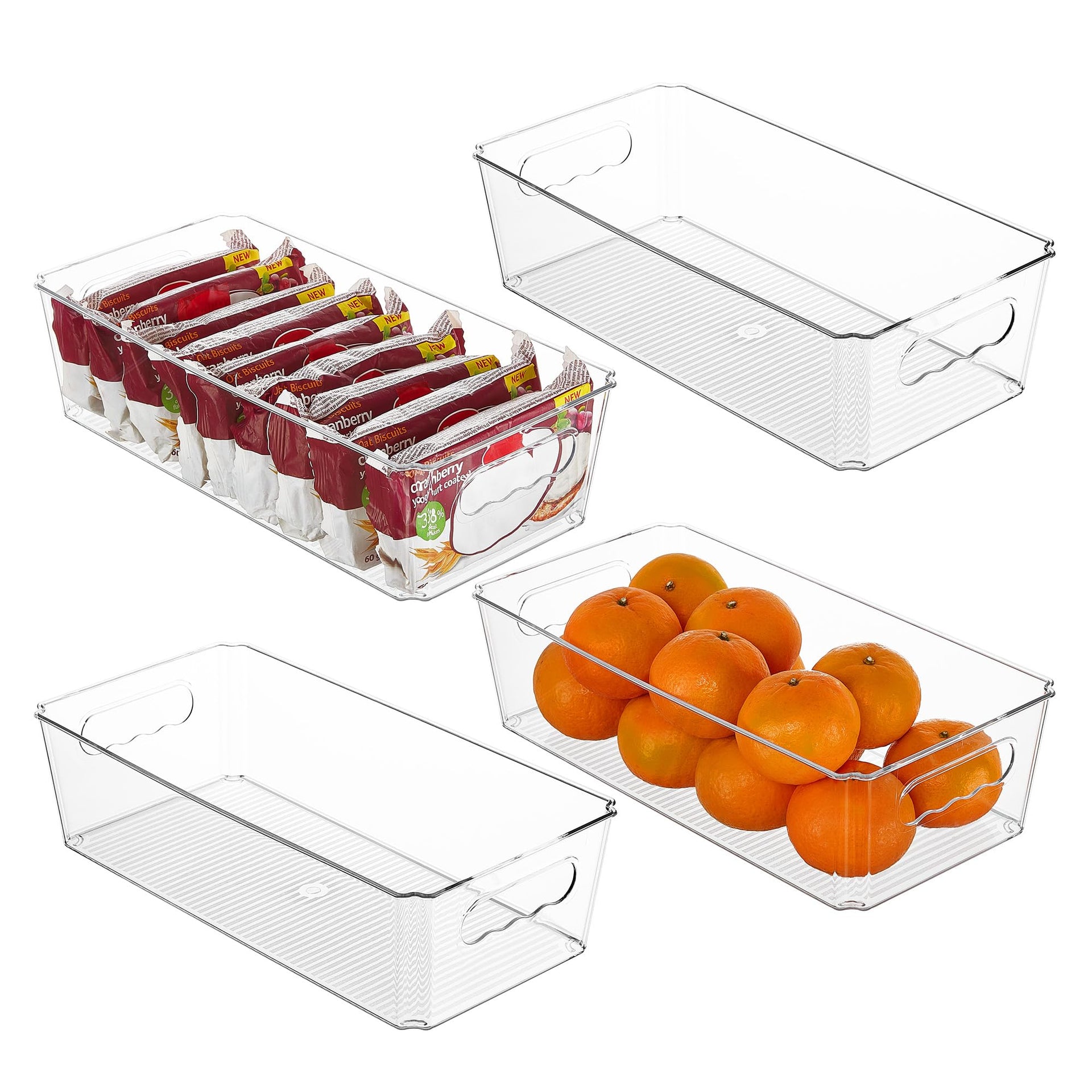 4pcs Clear Storage Bins with Handles (4 Count)