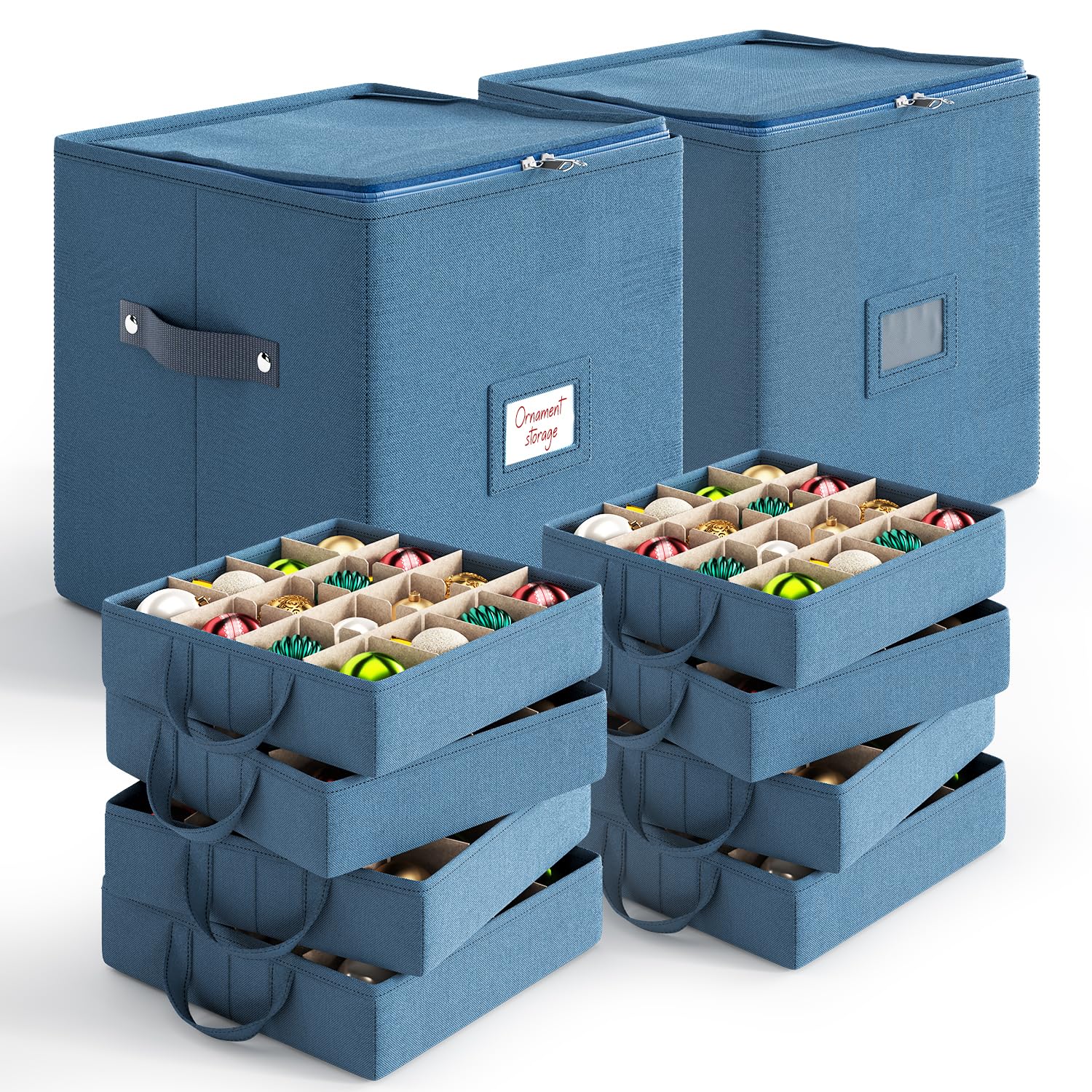 Christmas Ornament Storage Box With 4 Inner Tray Dividers