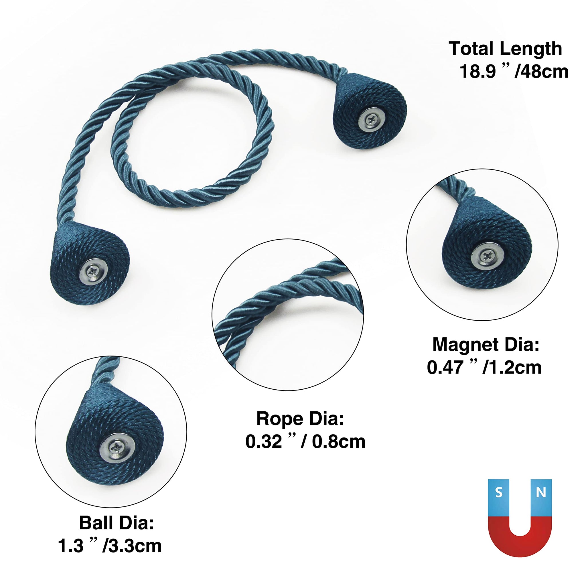 Magnetic Curtain Tiebacks Rope Decorative Holdbacks for Drapes Nieffeiy