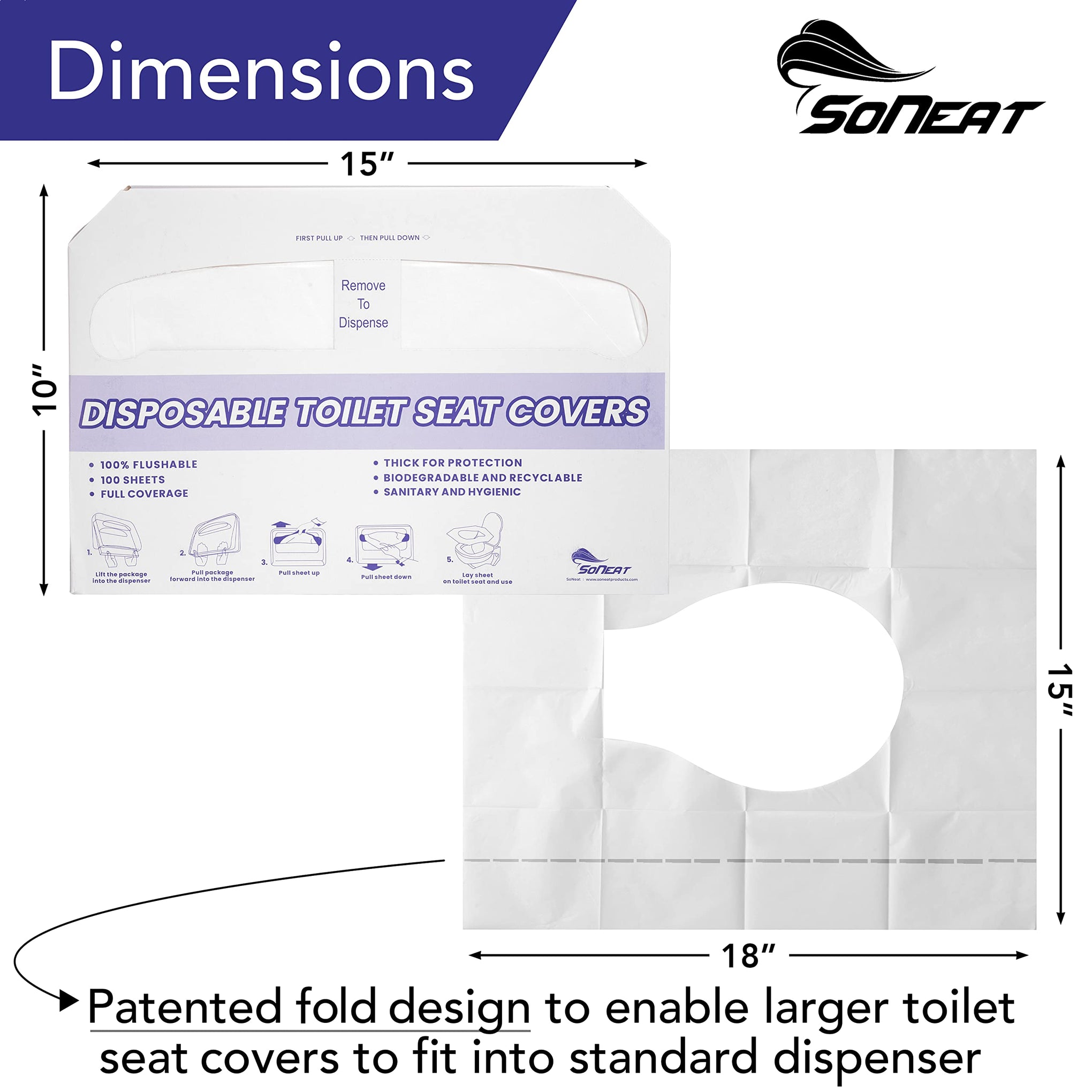 Disposable Toilet Seat Covers XL Half Fold Flushable