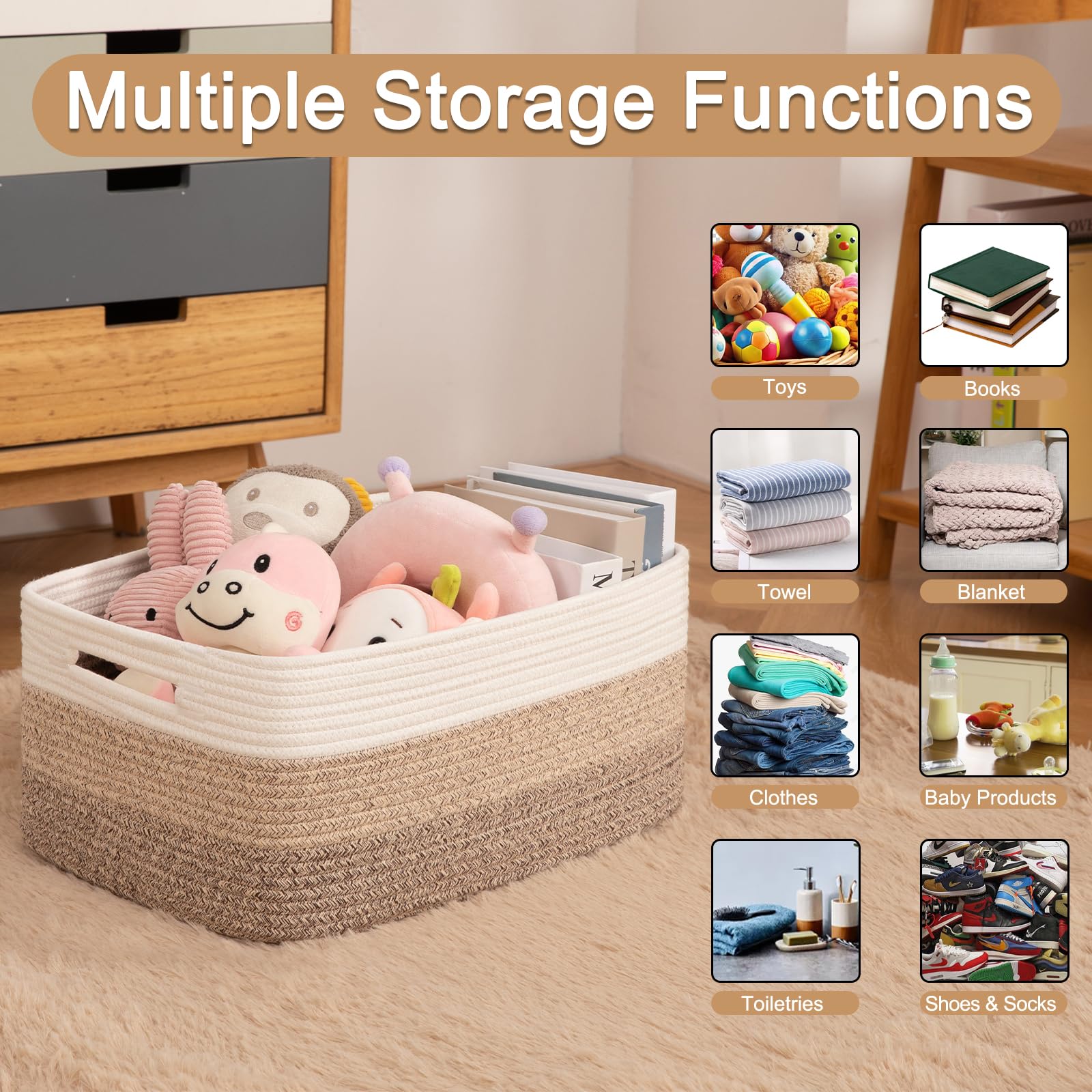 Large Storage Basket for Organizing (4 Count)