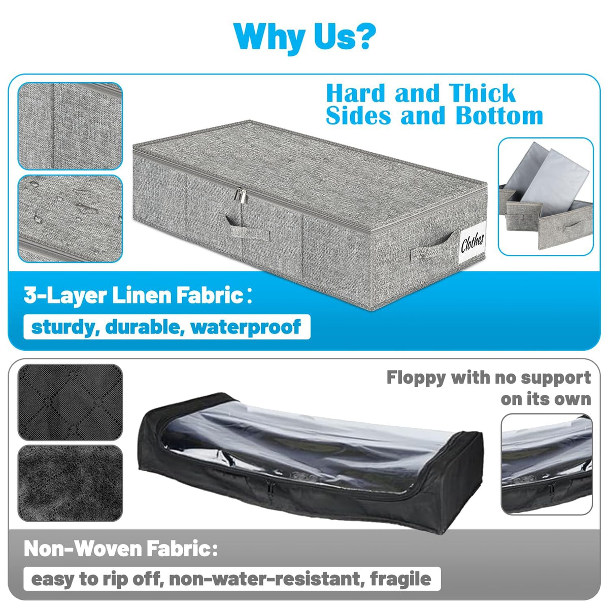 Under Bed Storage Container Bin 3 Pack (3 Count)