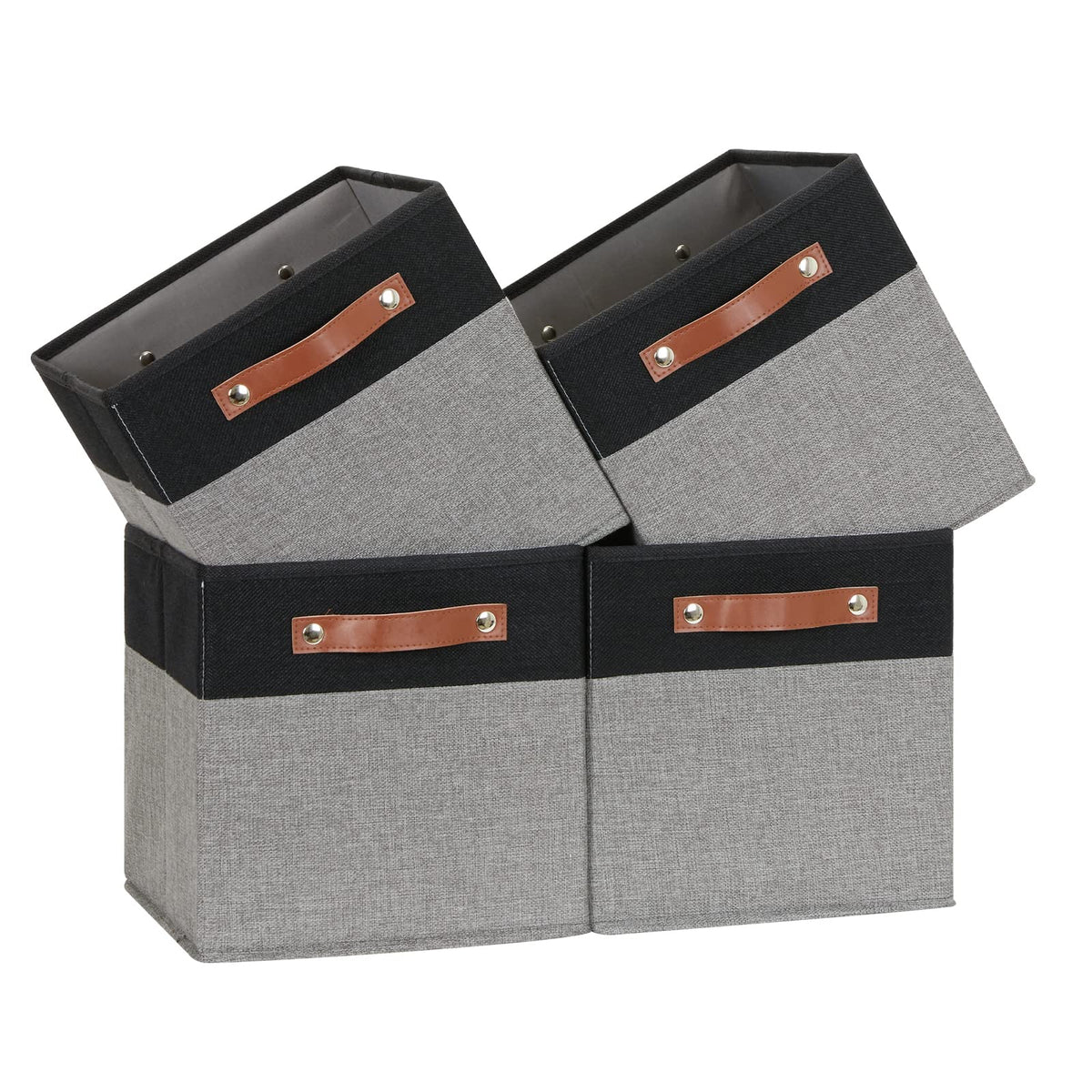 11 x 11 Cube Storage Bins Fabric Storage Cubes for Shelf (4 Count)