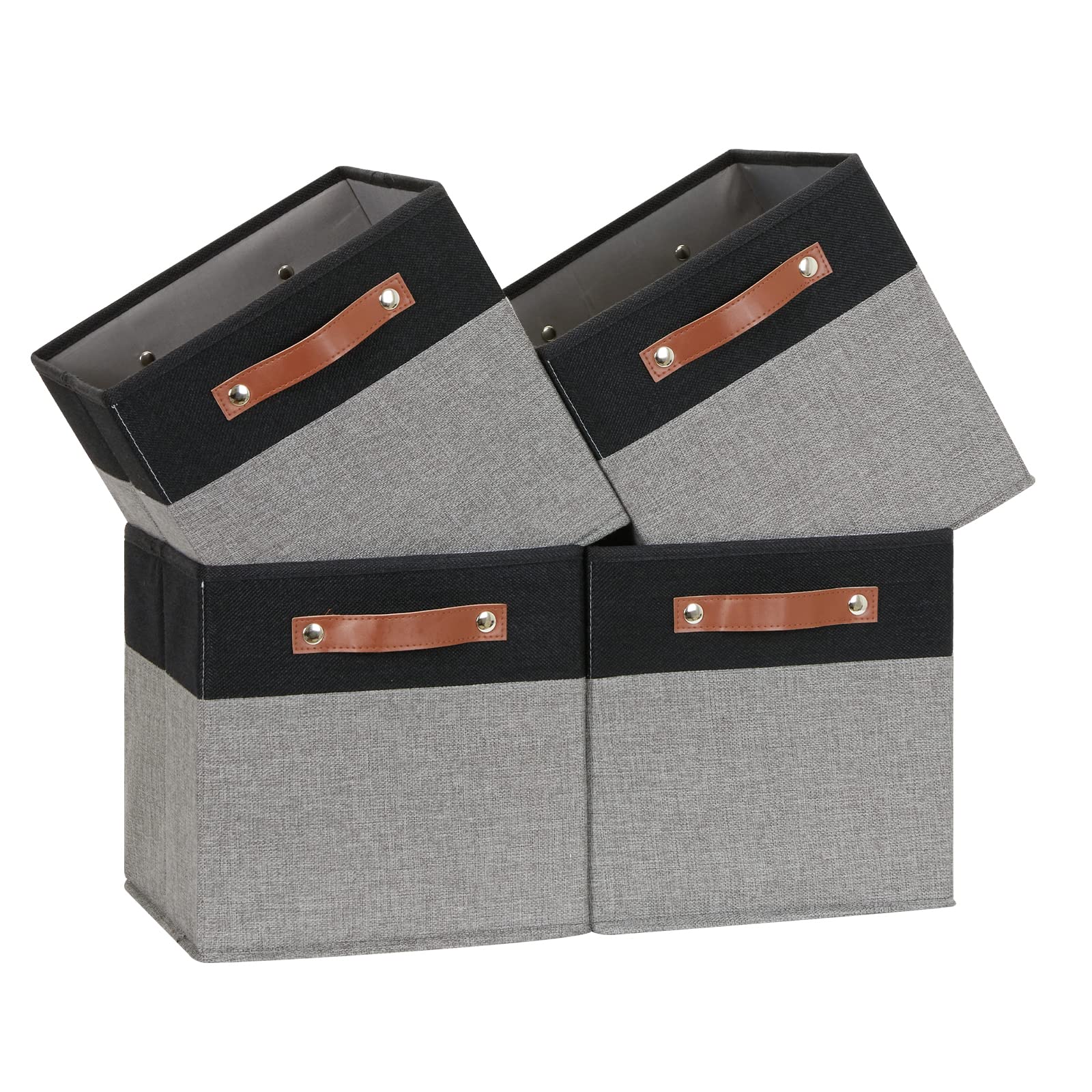 11 x 11 Cube Storage Bins Fabric Storage Cubes for Shelf (4 Count)