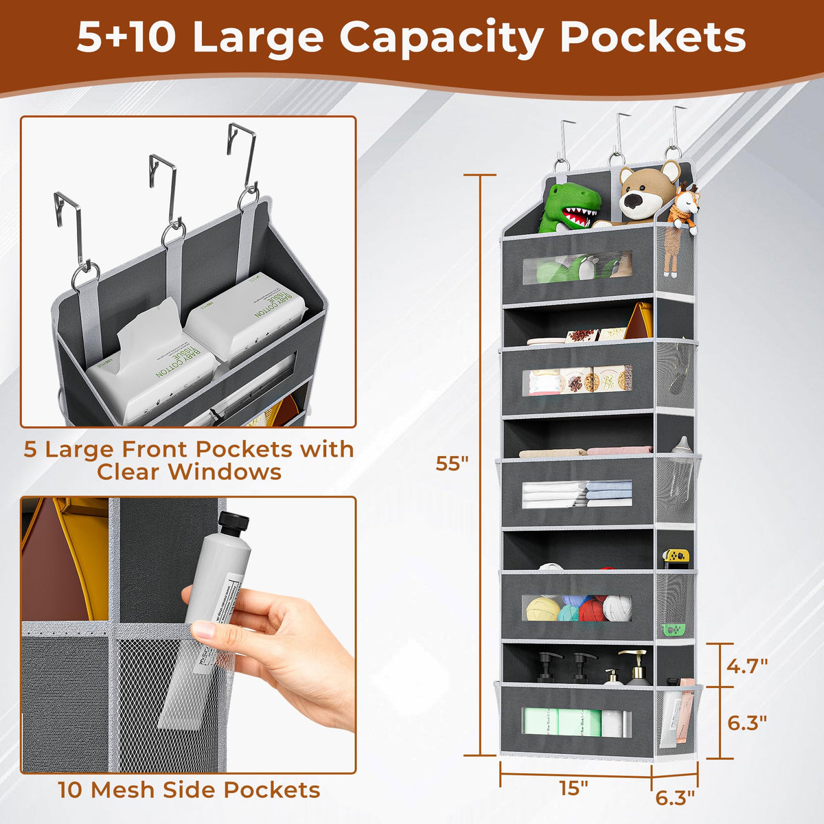 3 Pack 5 Tier Over The Door Organizer Space (3 Count)