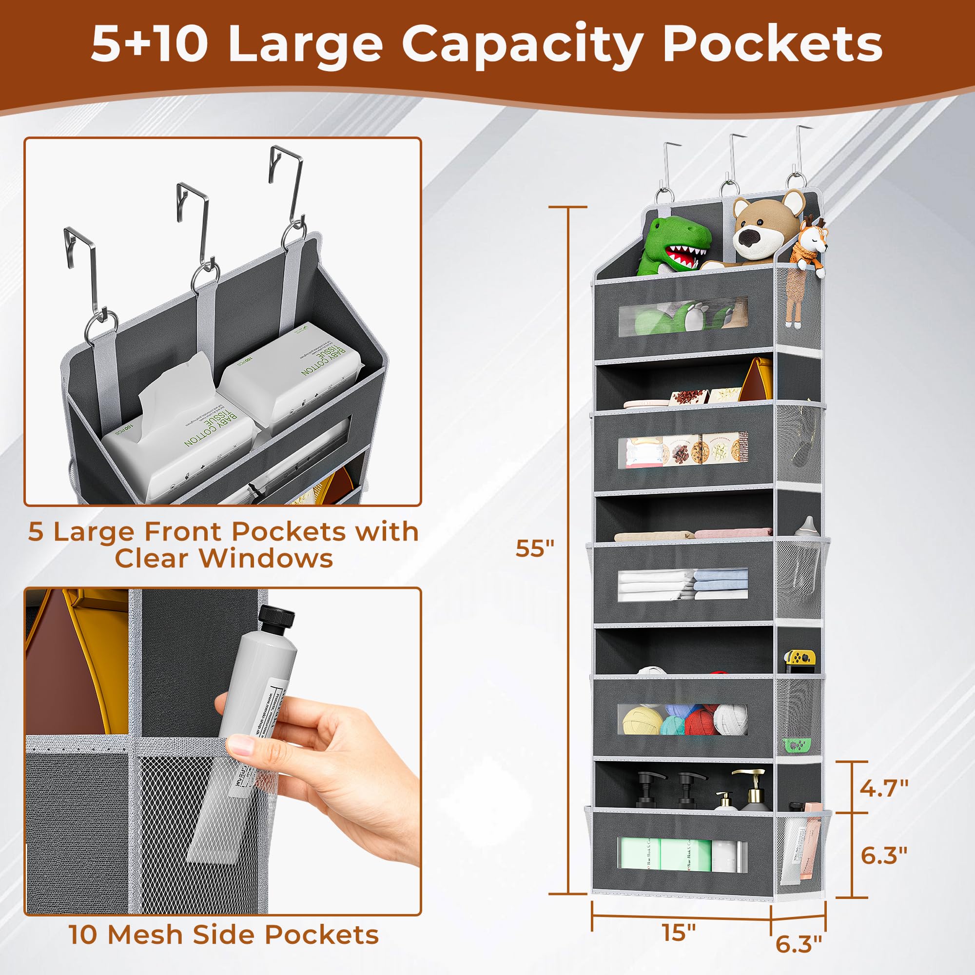 3 Pack 5 Tier Over The Door Organizer Space (3 Count)