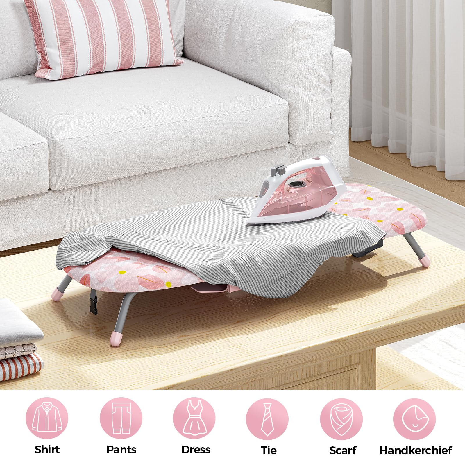 Small Ironing Board with Iron Holder Compact Tabletop Iron Board