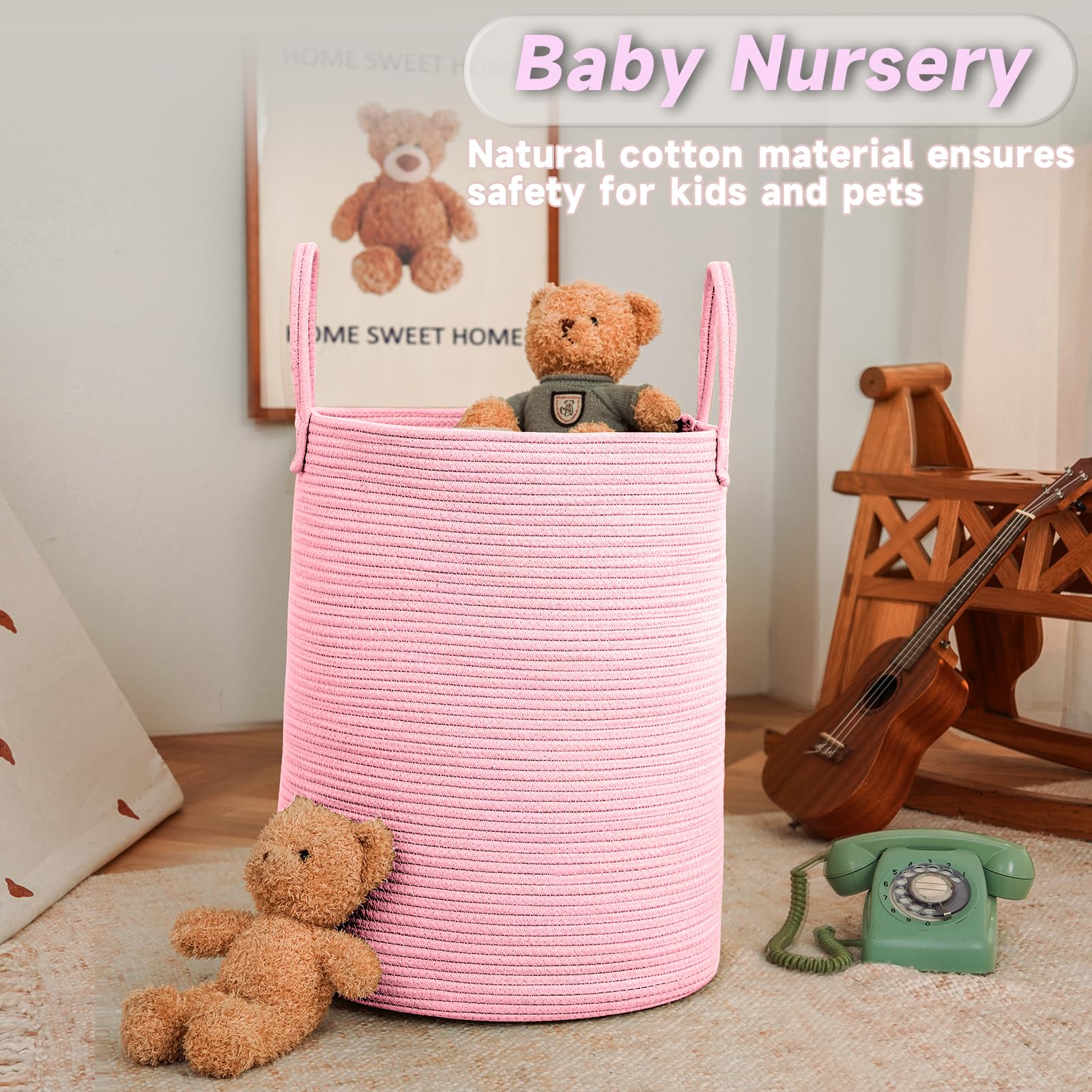 80L Cotton Rope Laundry Basket Hamper
