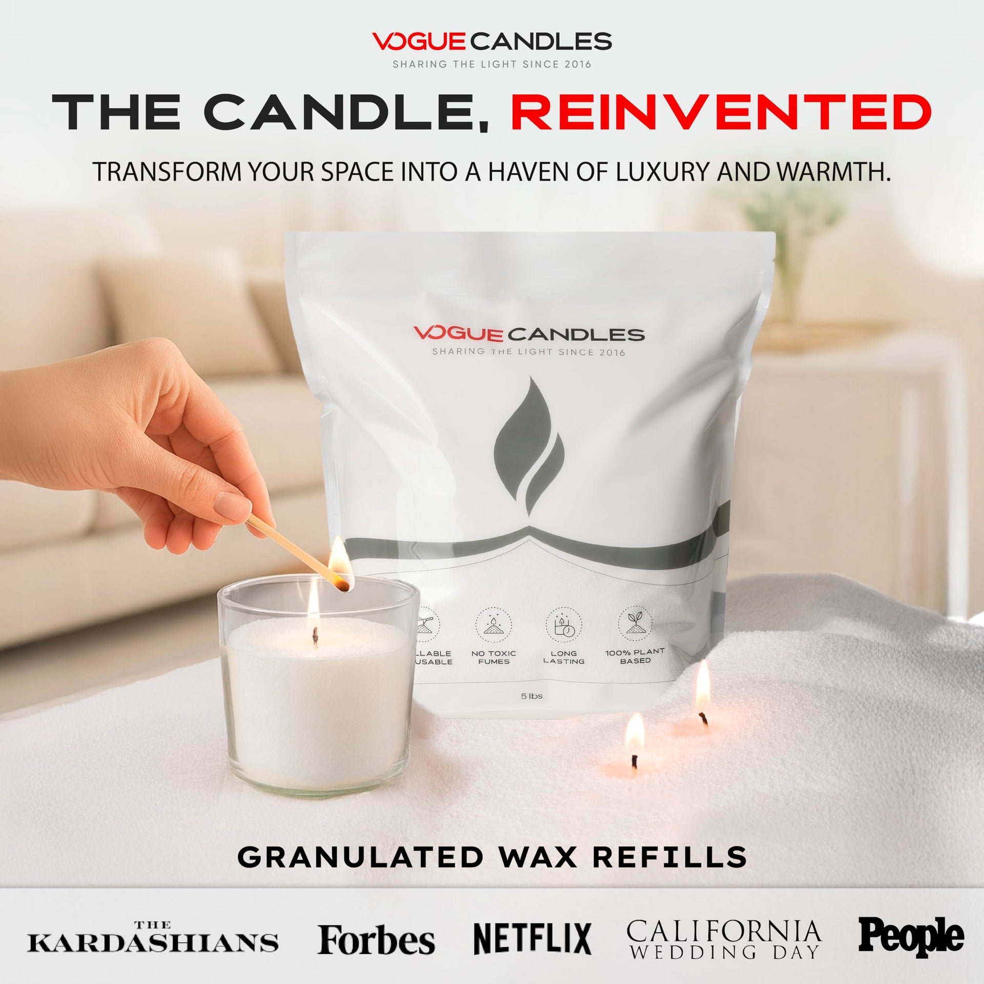 Vogue Candles White Pearled Candle Sand Wax (80 Ounce)
