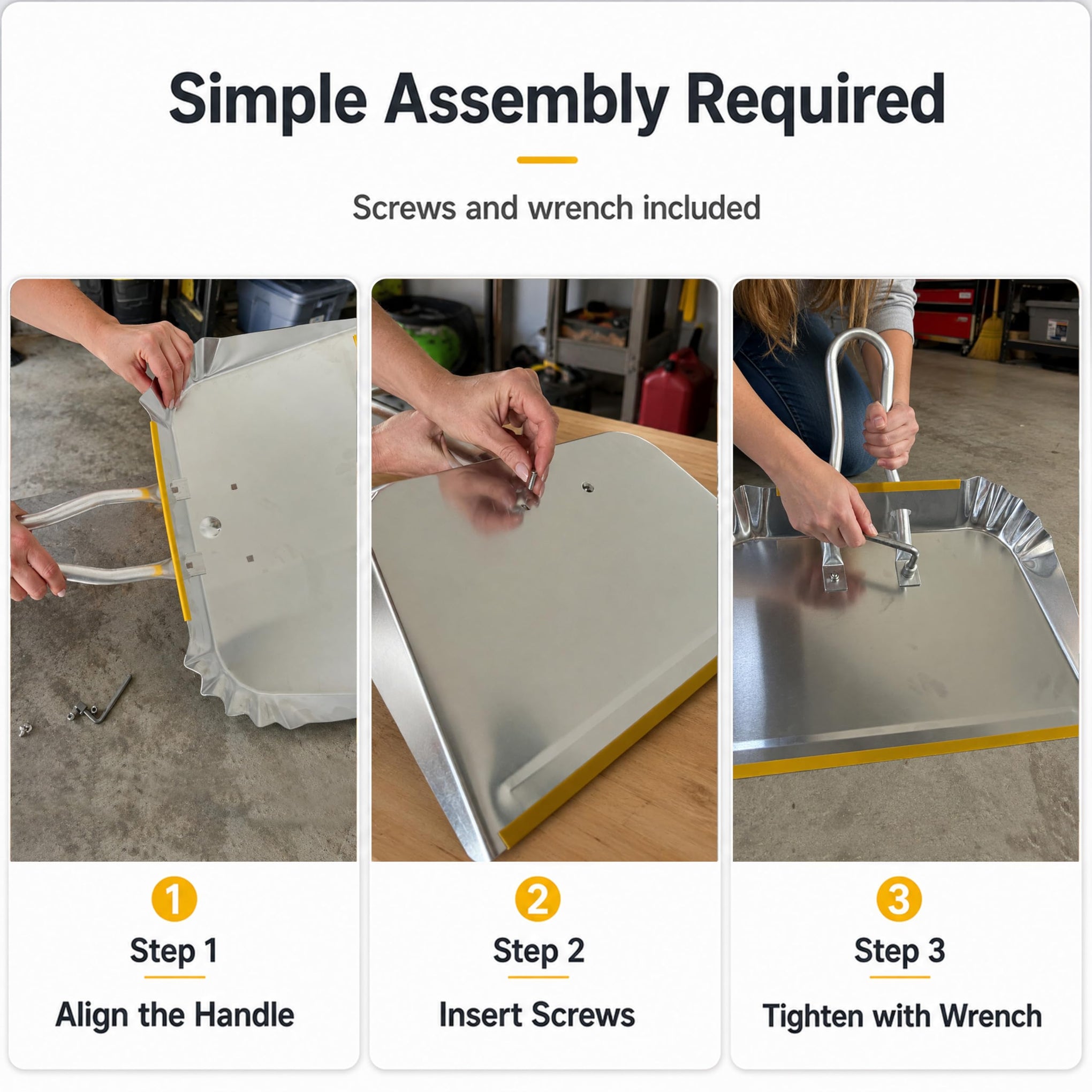 3 Pack 17" Heavy Duty Metal Dust Pans (3 Count)