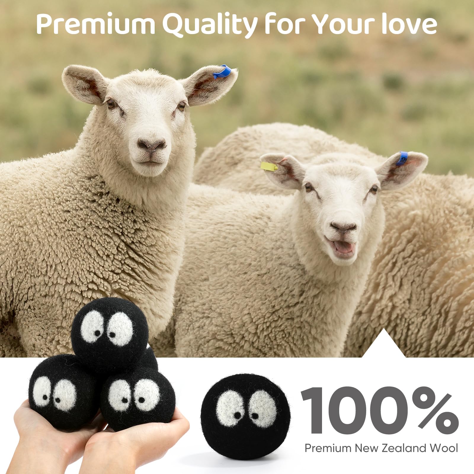 Wool Dryer Balls 6 Pack (6 Count)