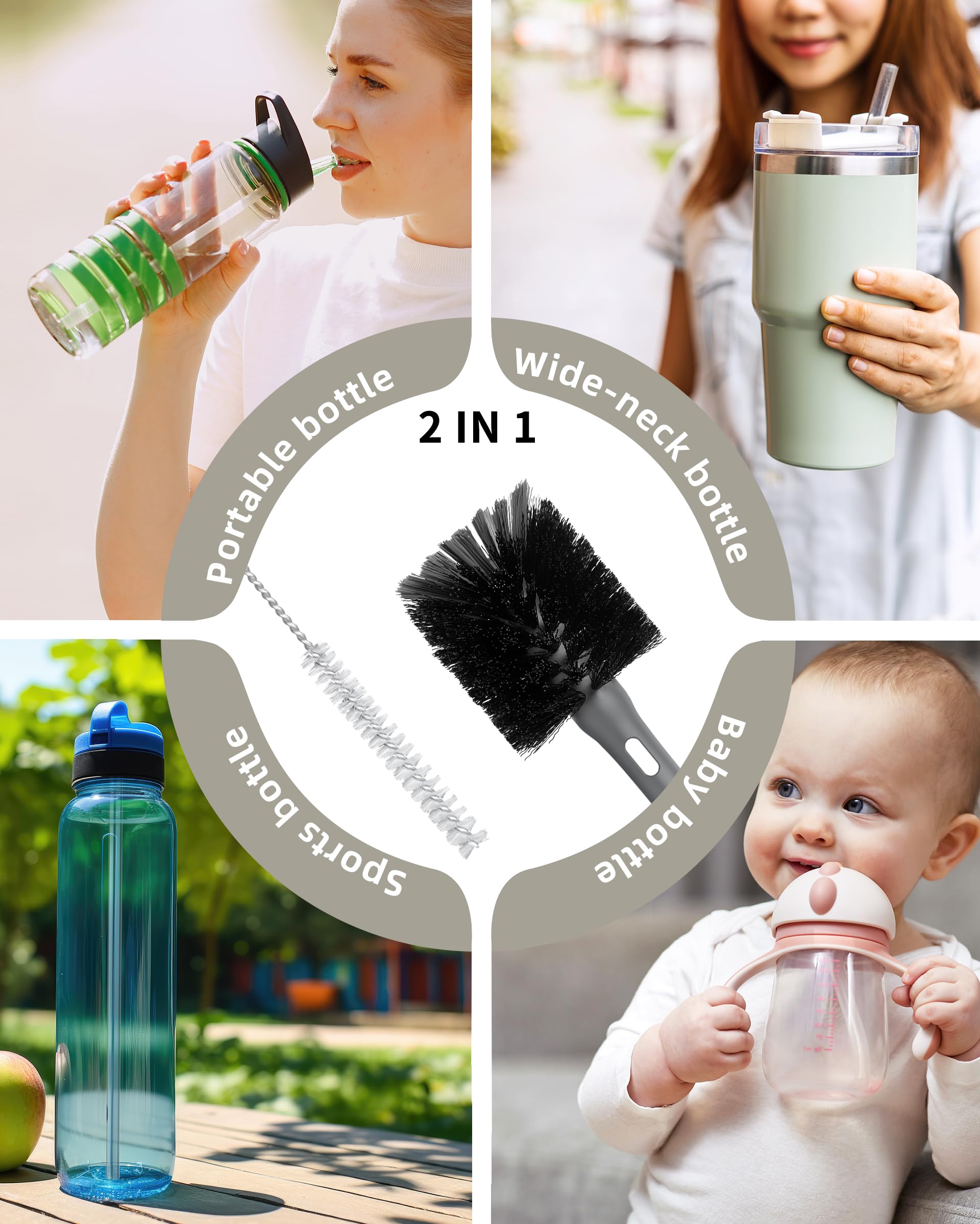 2 in 1 Bottle Brush with Straw Cleaner Brush