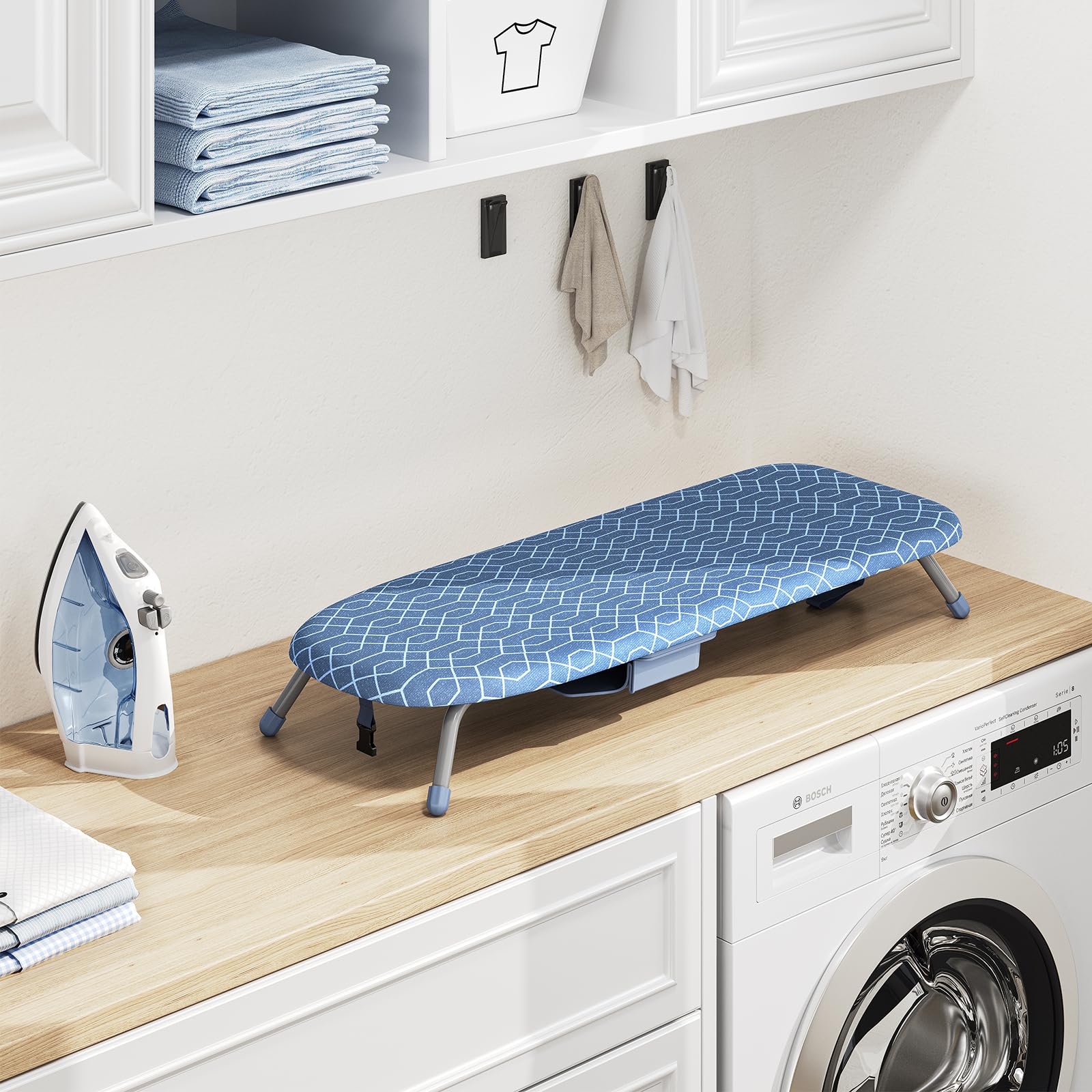 Small Ironing Board with Iron Holder Compact Tabletop Iron Board