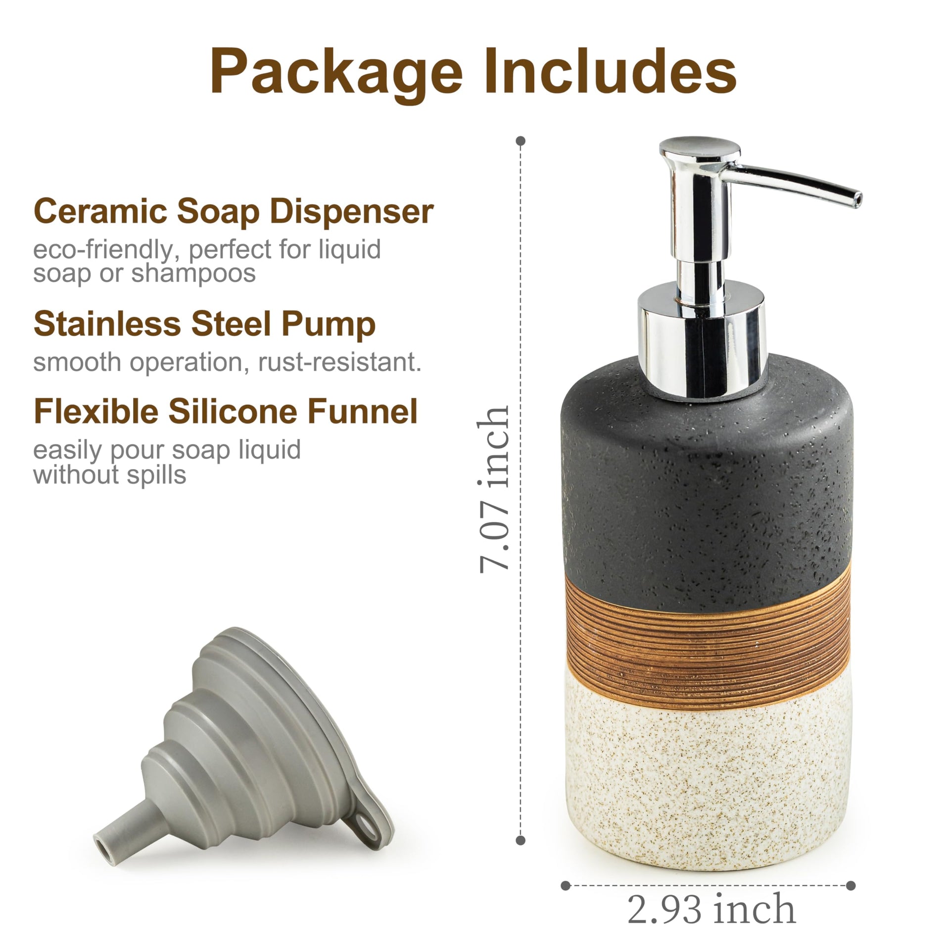 Ceramic Dish Soap Dispenser for Kitchen (2 Count)