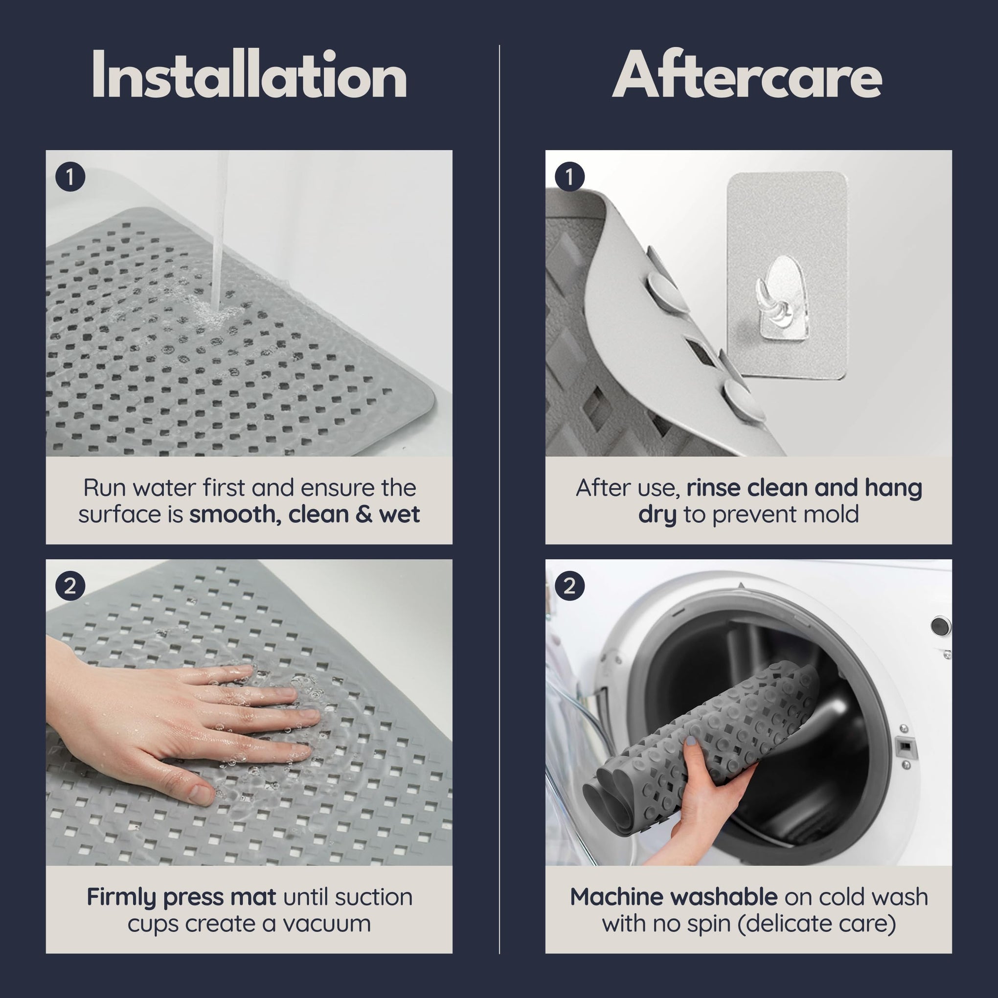 Bathtub Mat Non Slip 35x16 Shower Mat Non Slip Anti Mold BPA Free