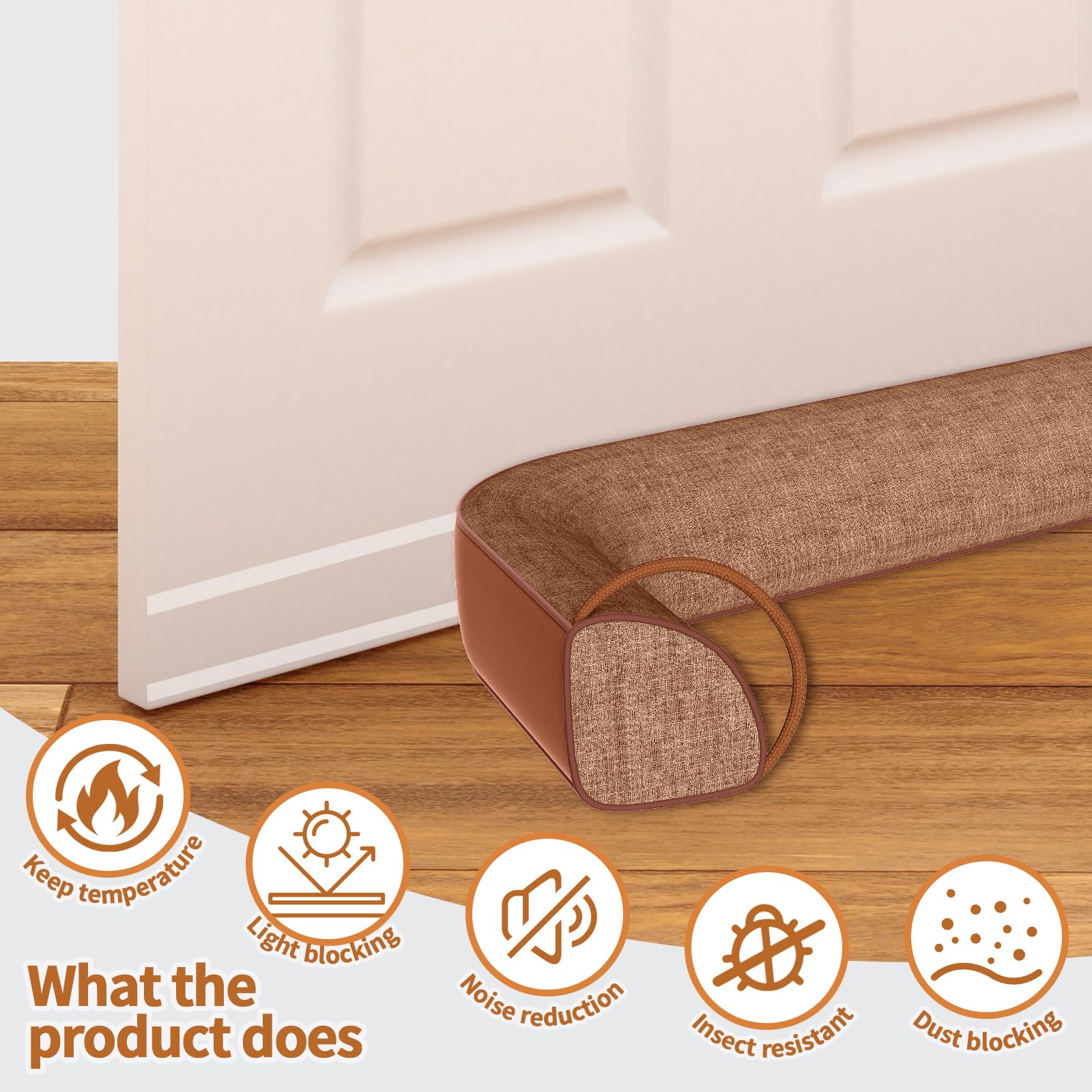 Triangle Under Door Draft Stopper Bottom Door Gap Filler & Seal Windproof Coating Cover Fits 30” to 36” Door Block Noise