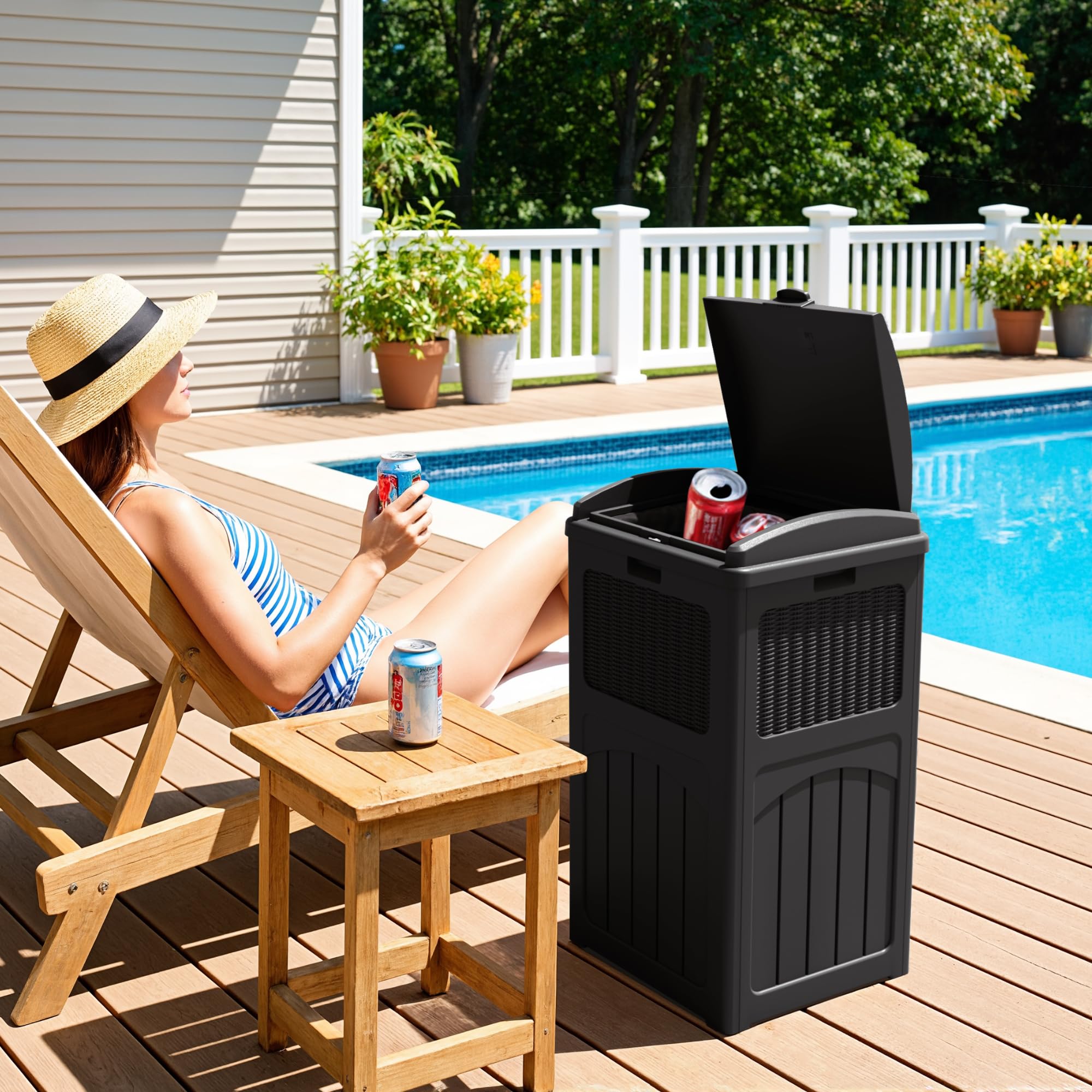 33 Gallon Outdoor Trash Can with Lid (3 Count)