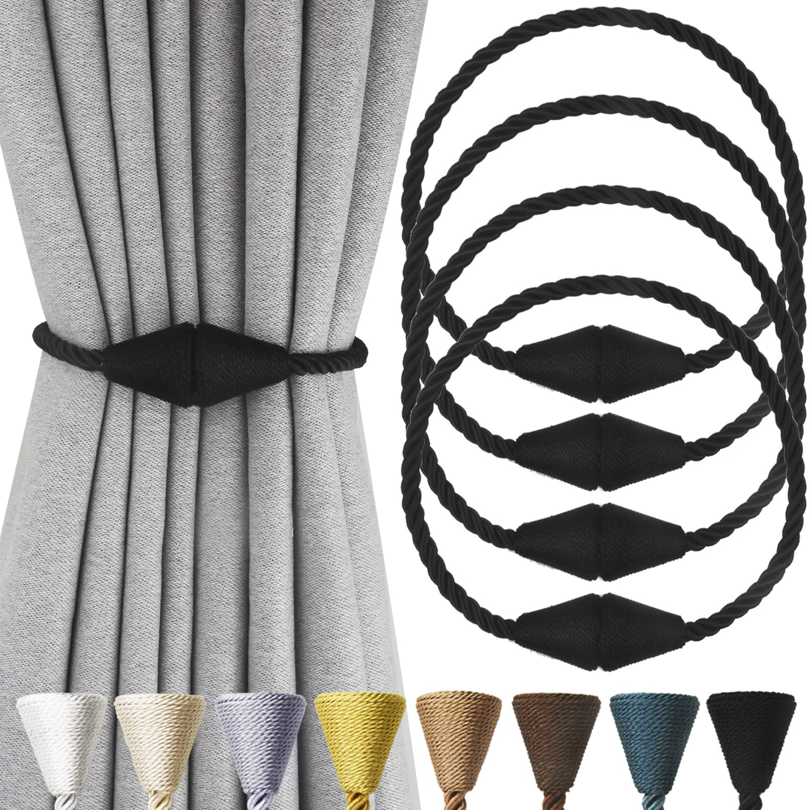 Magnetic Curtain Tiebacks Rope Decorative Holdbacks for Drapes Nieffeiy