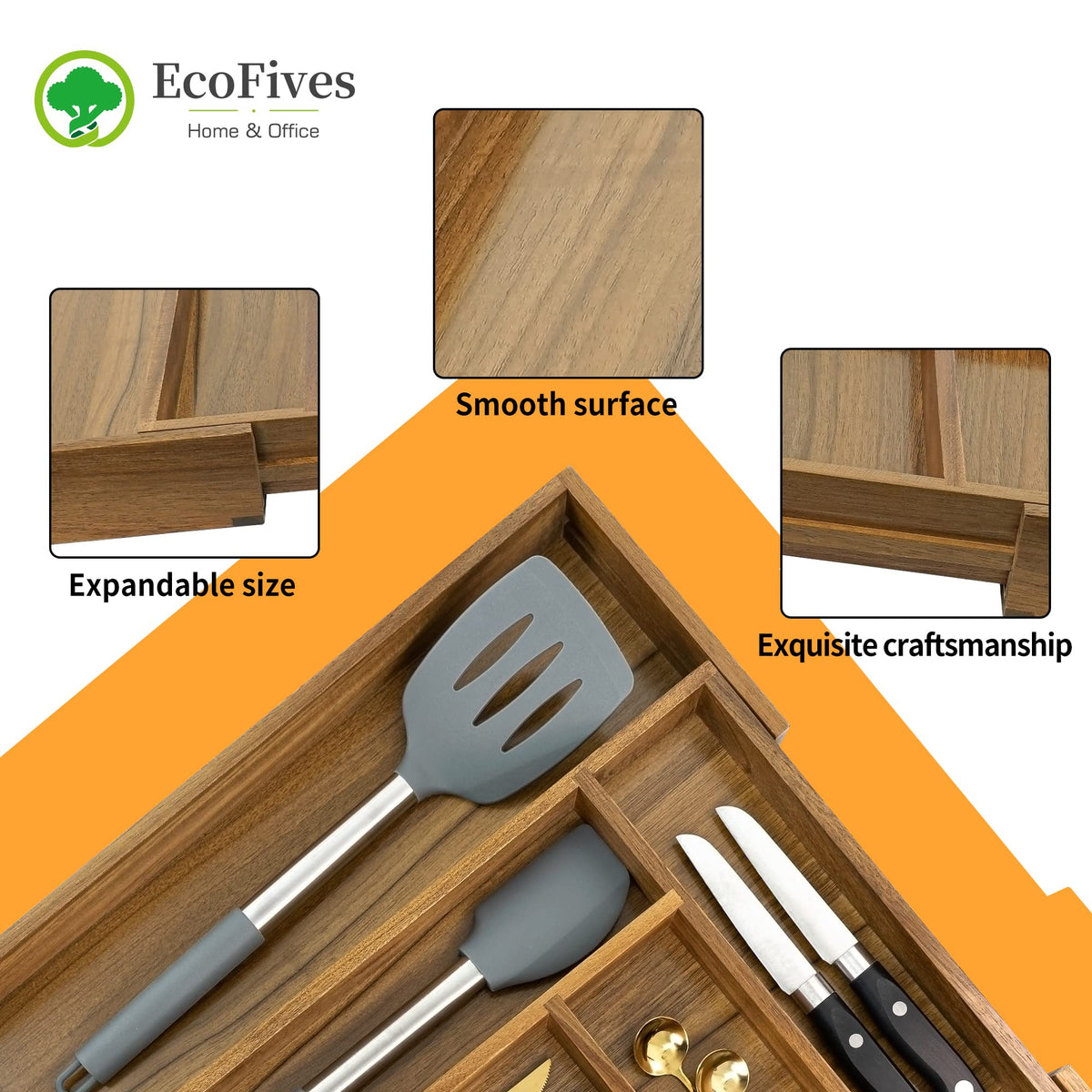 Luxury Acacia Kitchen Drawer Organizer