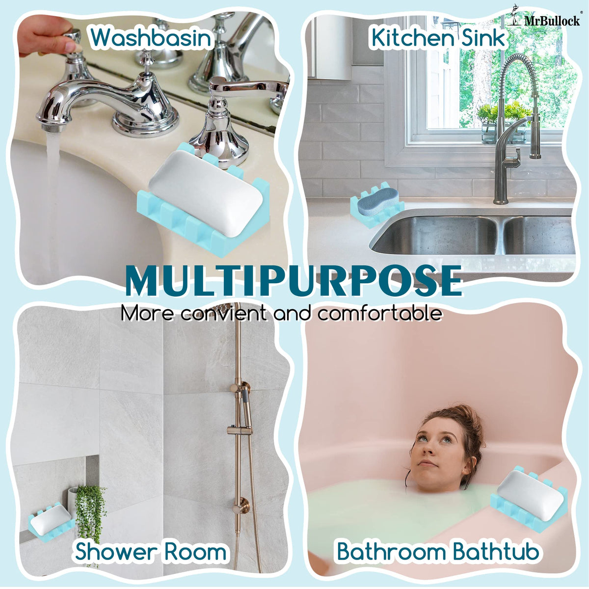 Silicone Soap Dish Self Draining for Shower & Kitchen (2 Count)
