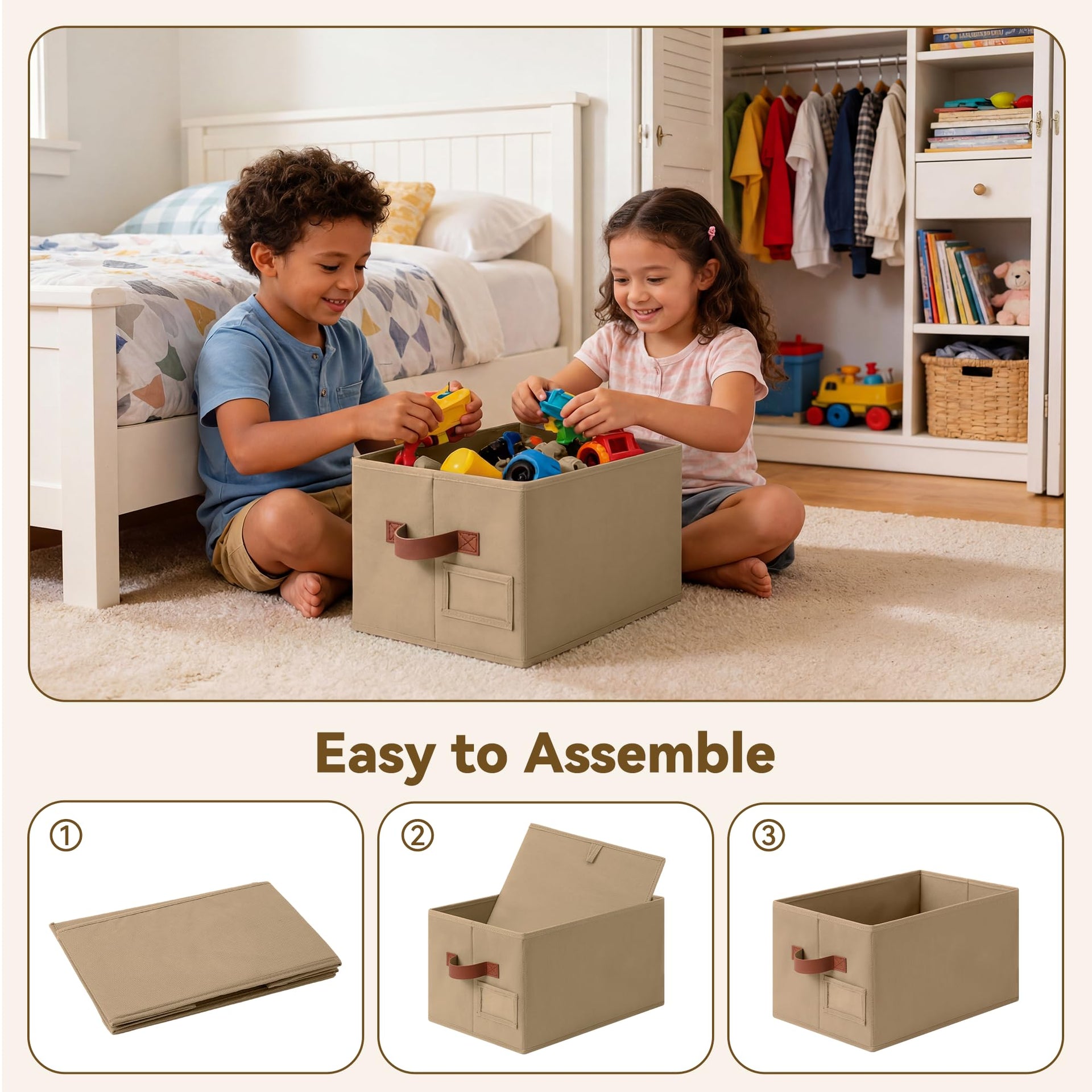 Closet Storage Bins with Label (3 Count)