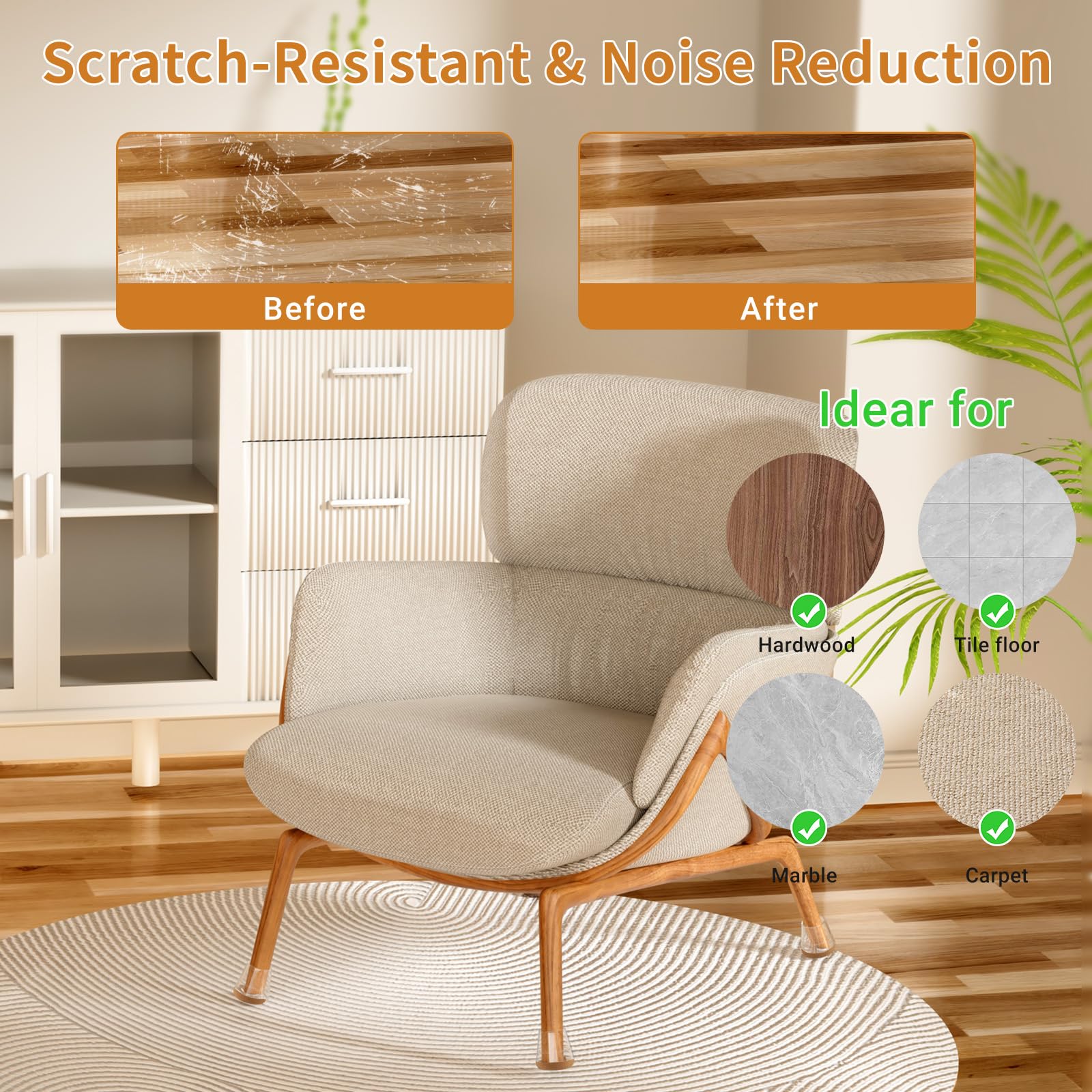 24 PCS Silicone Chair Leg Floor Protectors Small (24 Count)