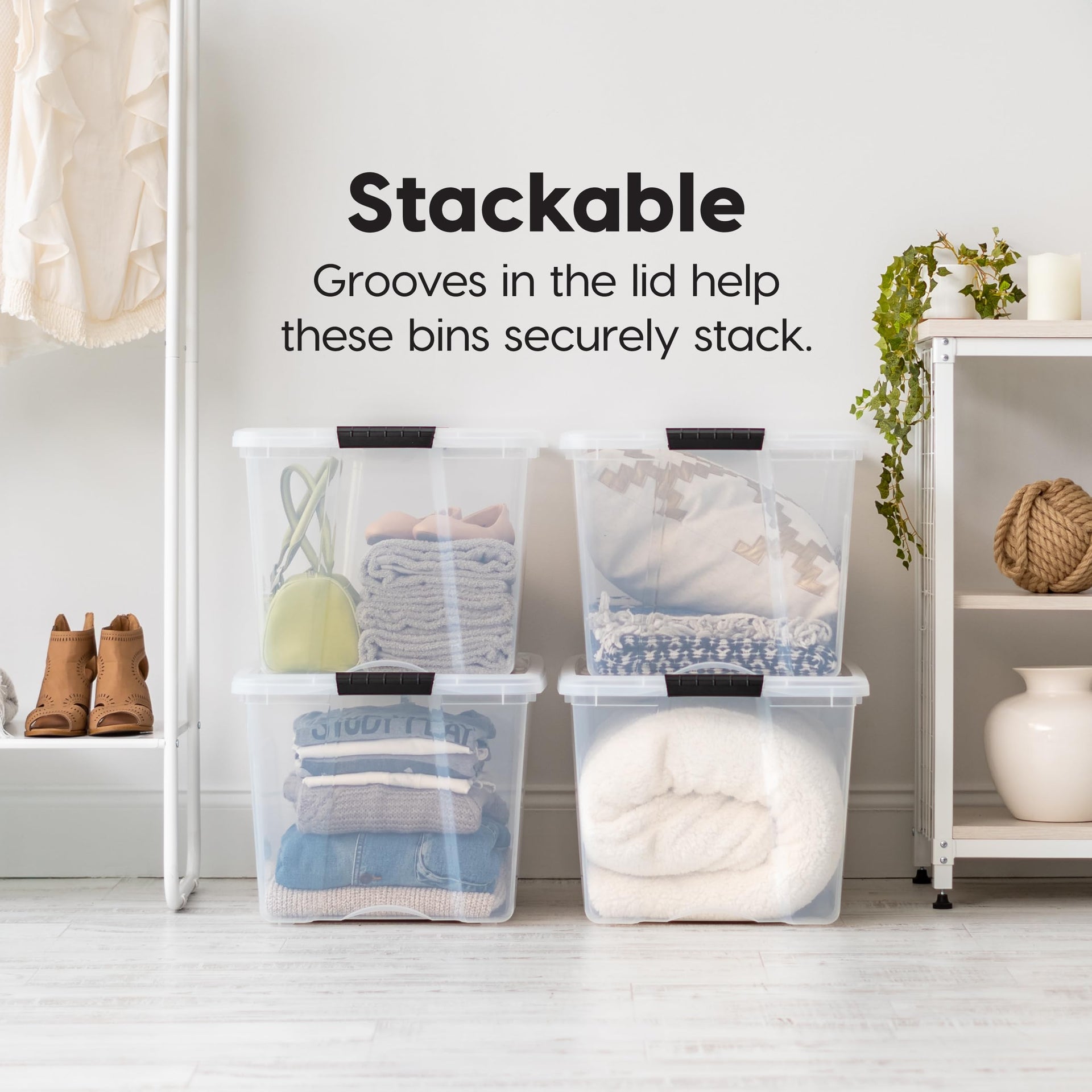 6 Pack 72 Quart Storage Bins with Lids (6 Count)