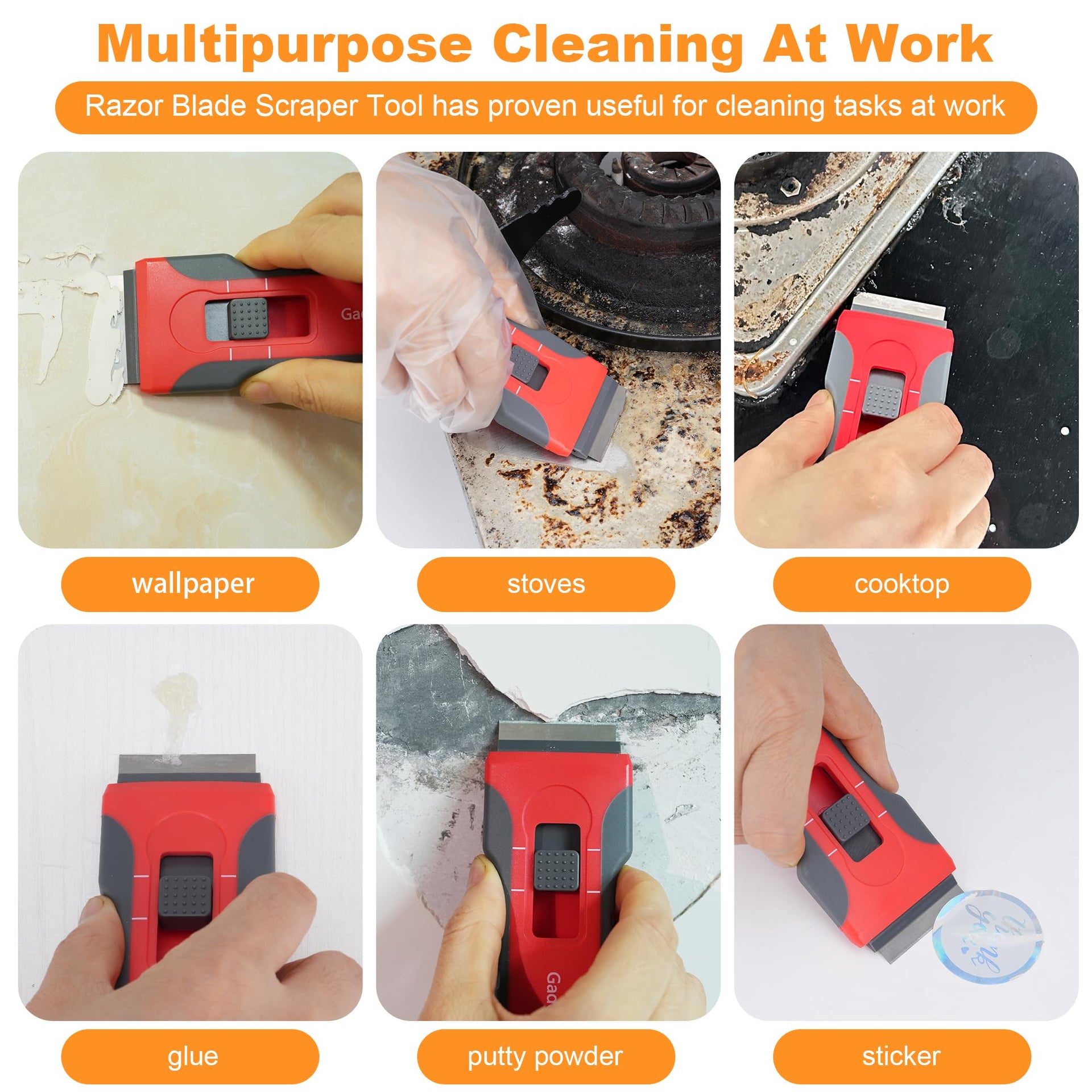 Razor Blade Scraper with 2 Pcs Plastic Scraper