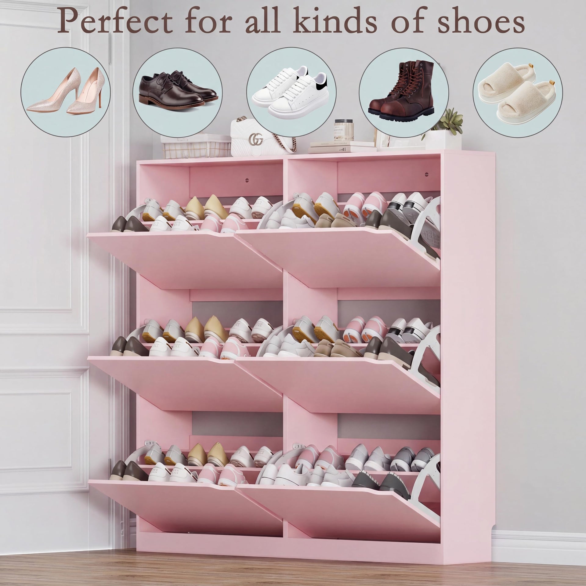 Shoe Cabinet with 6 Flip Drawers