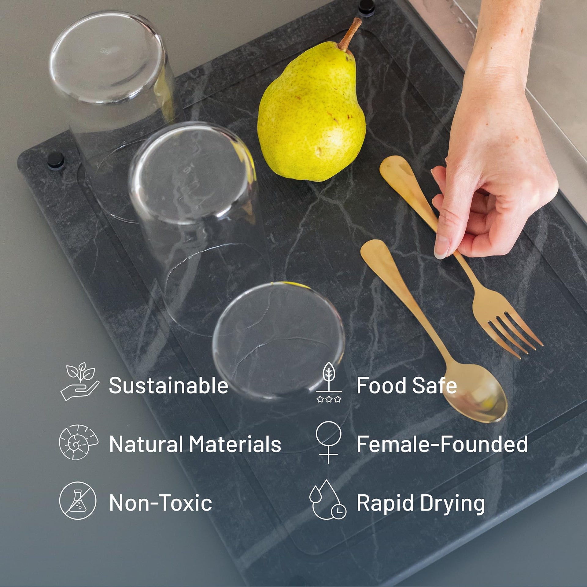 Natural Stone Dish Drying Mat 15.7" x 11.8"