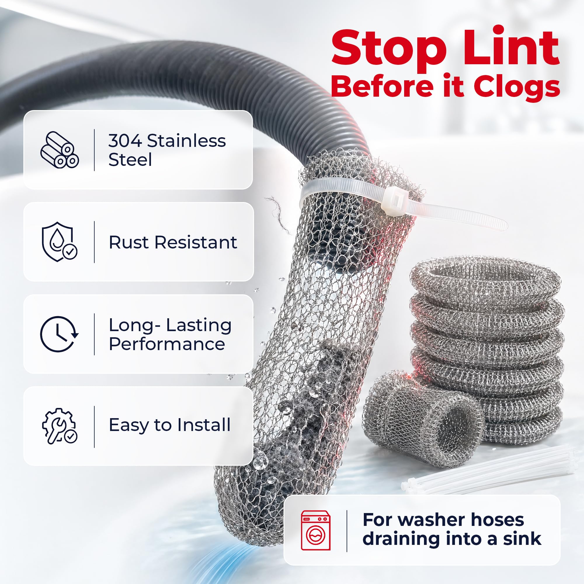 Washing Machine Lint Trap Stainless Steel 30 (12 Count)