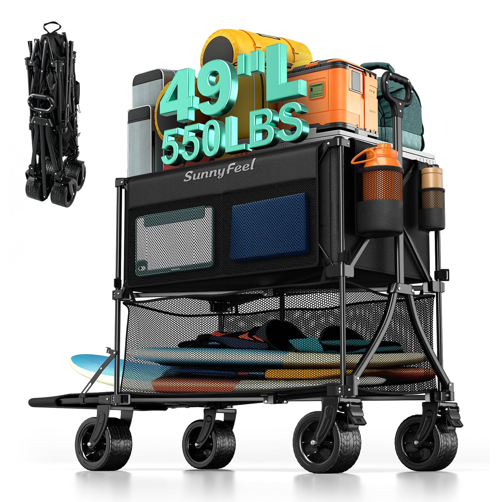 400L Double Decker Wagon Cart with Brakes