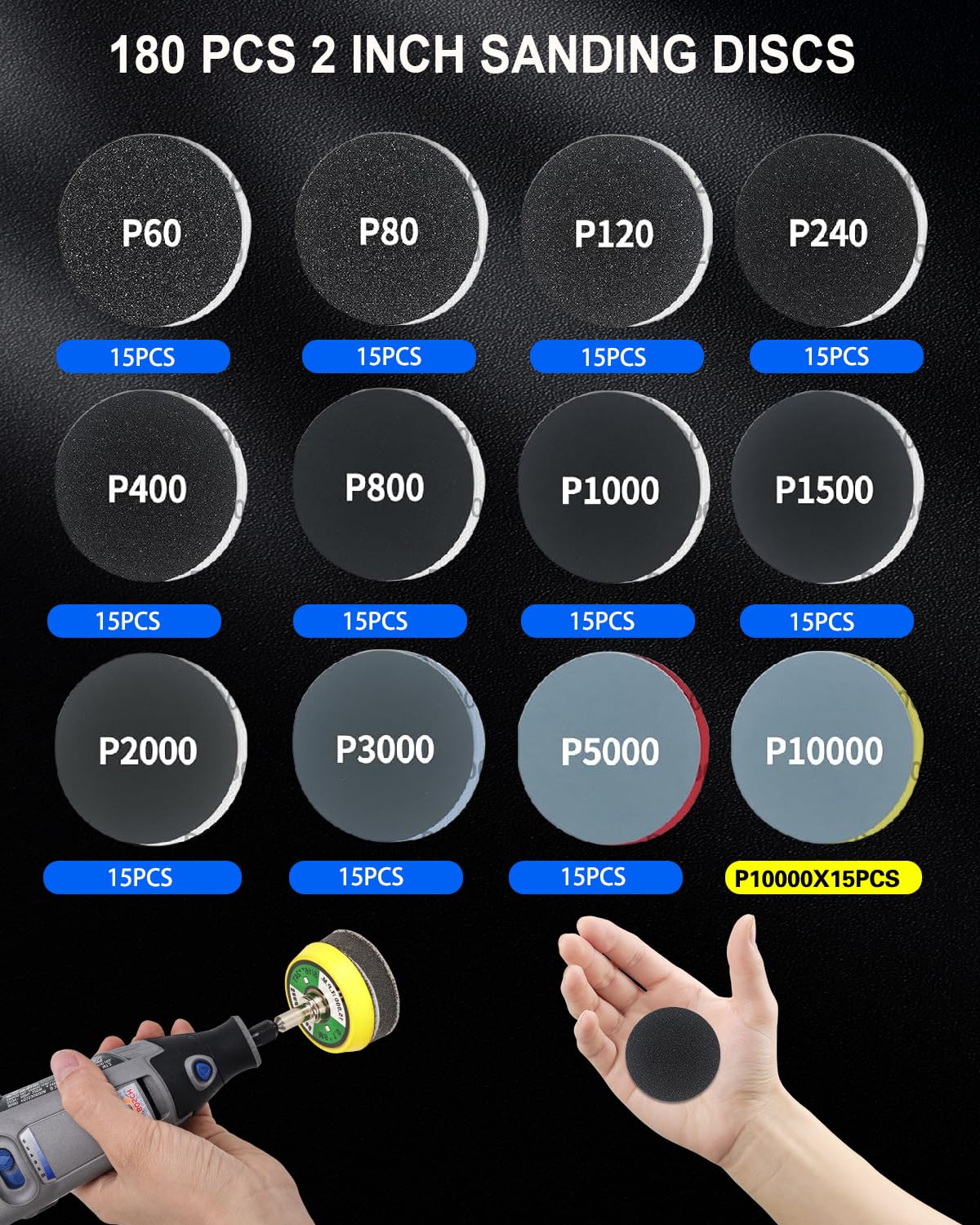 2 Inch Sanding Discs Drill Polishing Kit (194 Count)