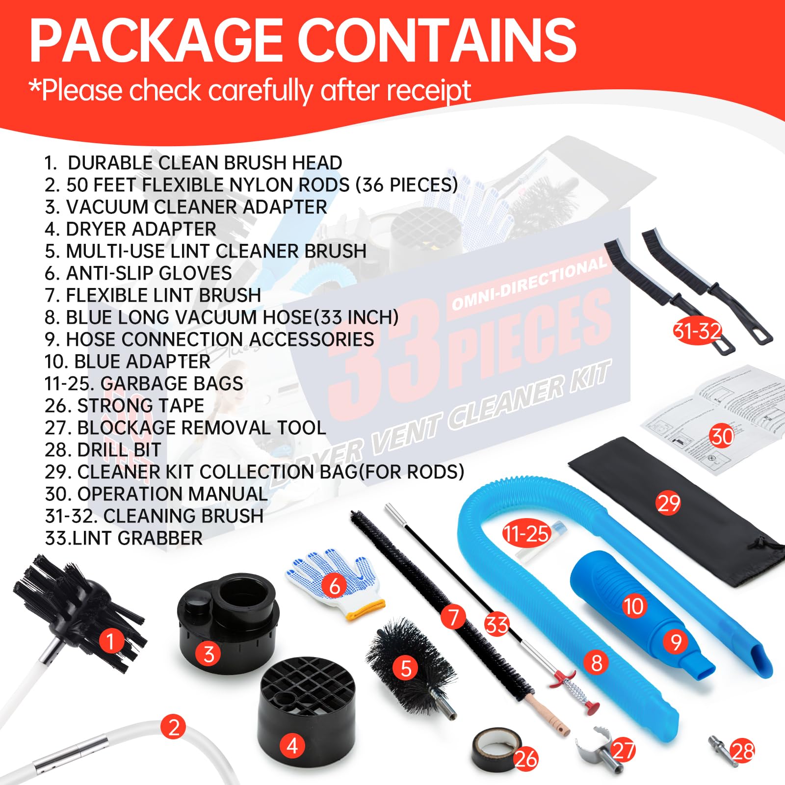 Dryer Vent Cleaner Kit (33 Count)